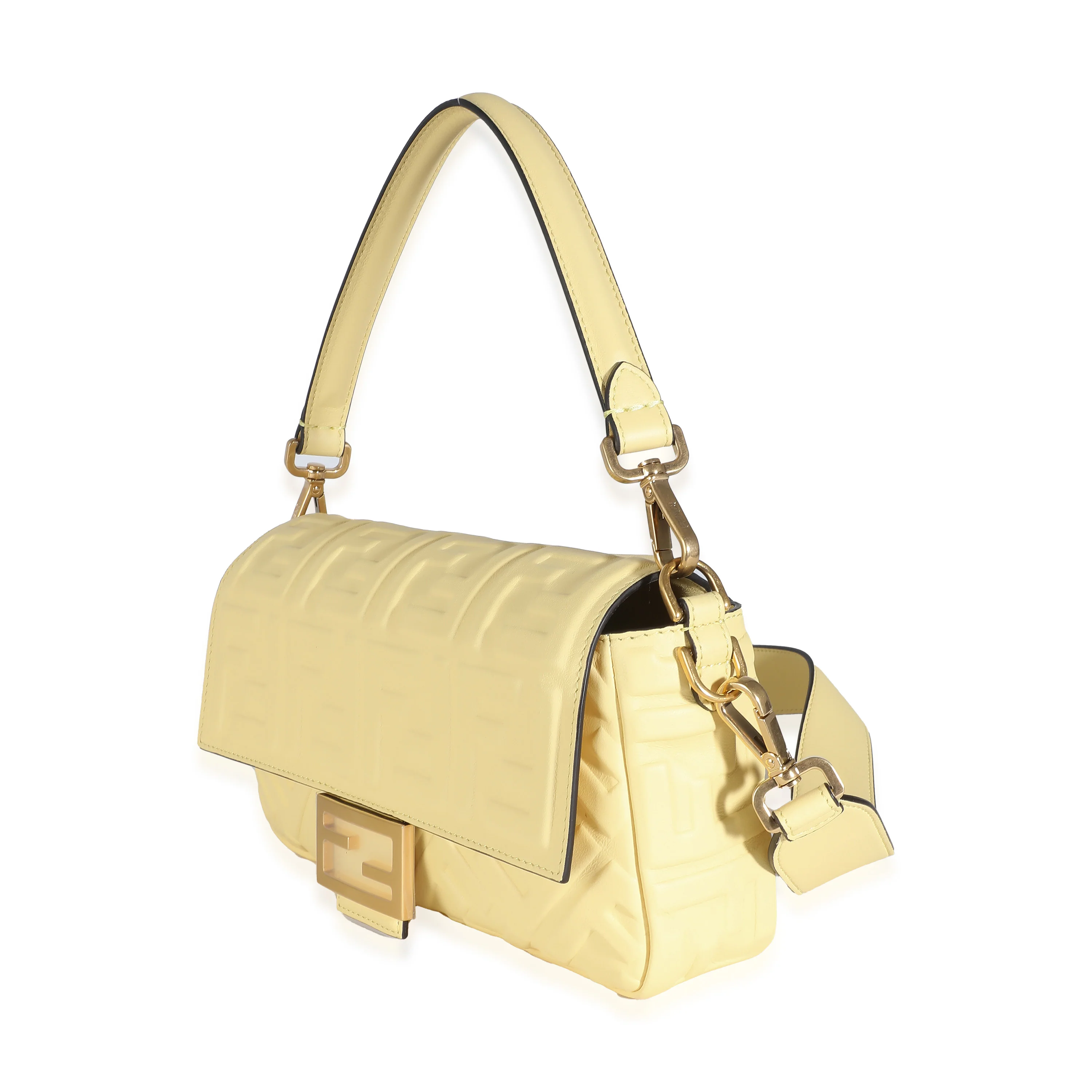 Yellow Nappa FF 1974 Embossed Medium Baguette Bag - Image 2