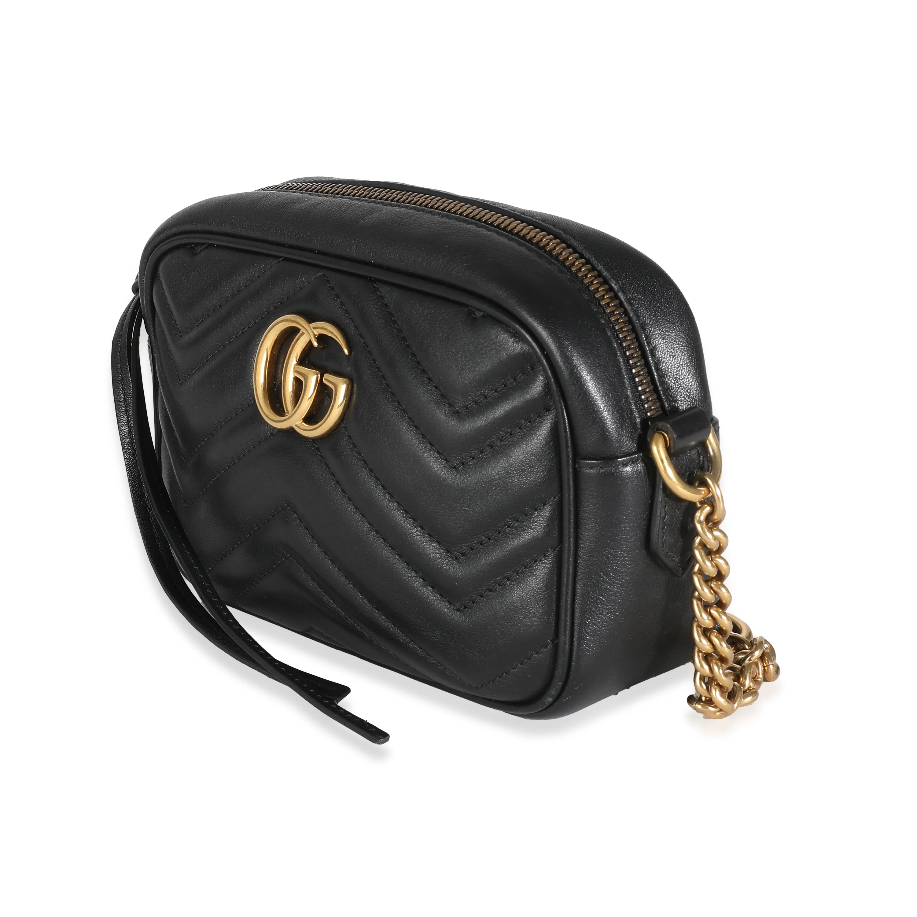 Black Matelasse Chevron Mini GG Marmont Camera Bag - Image 2
