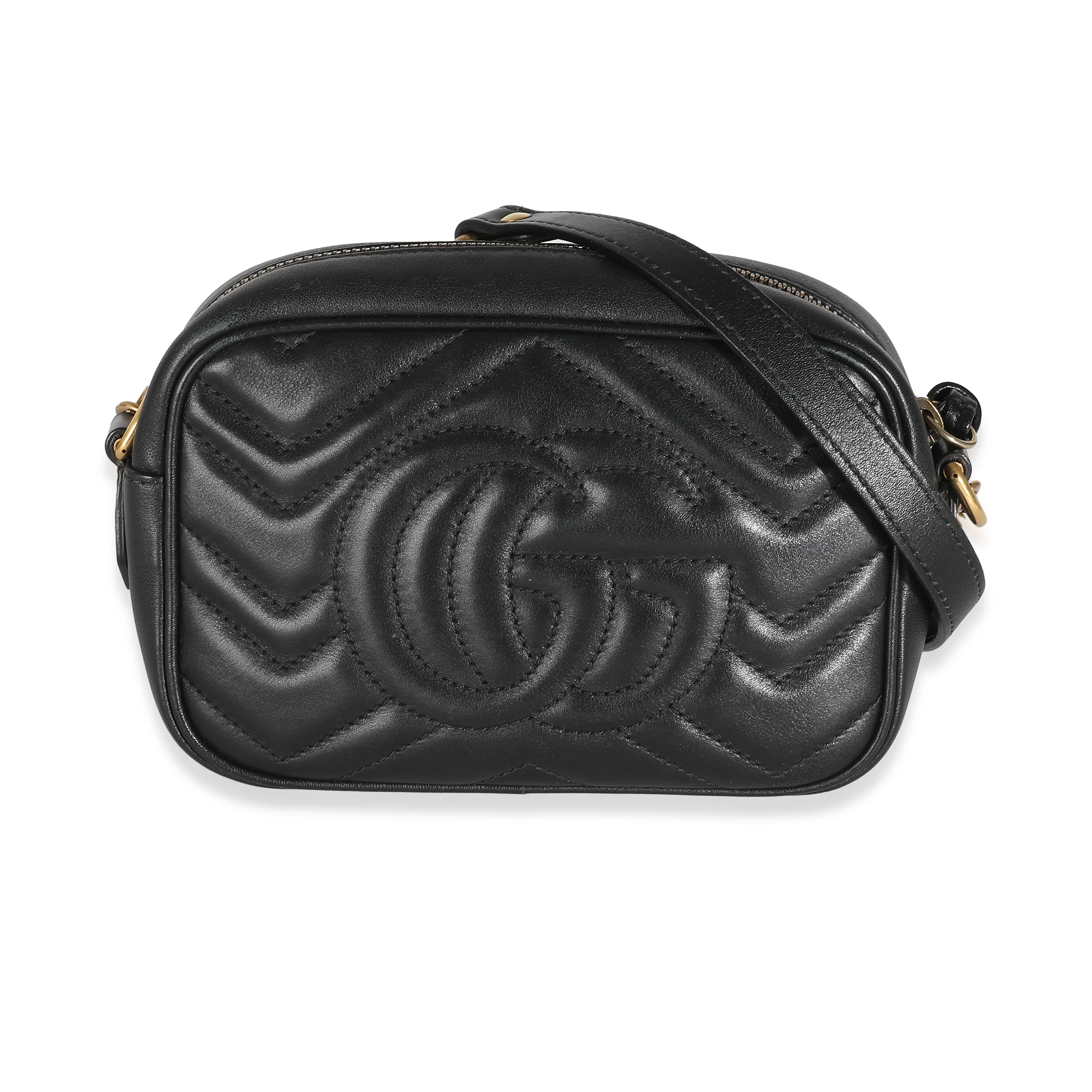 Black Matelasse Chevron Mini GG Marmont Camera Bag - Image 4