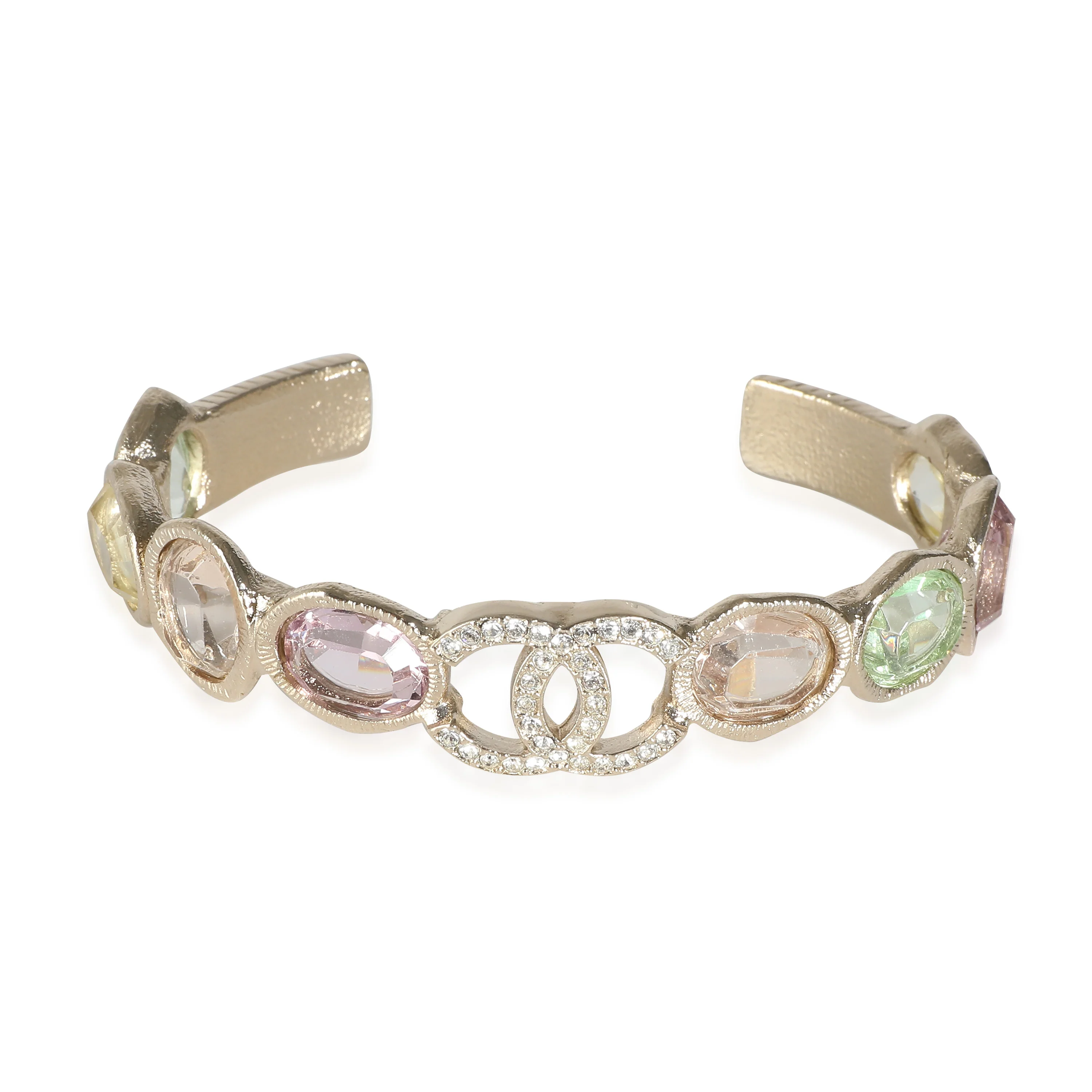 2021 Gripoix & Strass Cuff Yellow Gold Plated Bracelet, Size Small