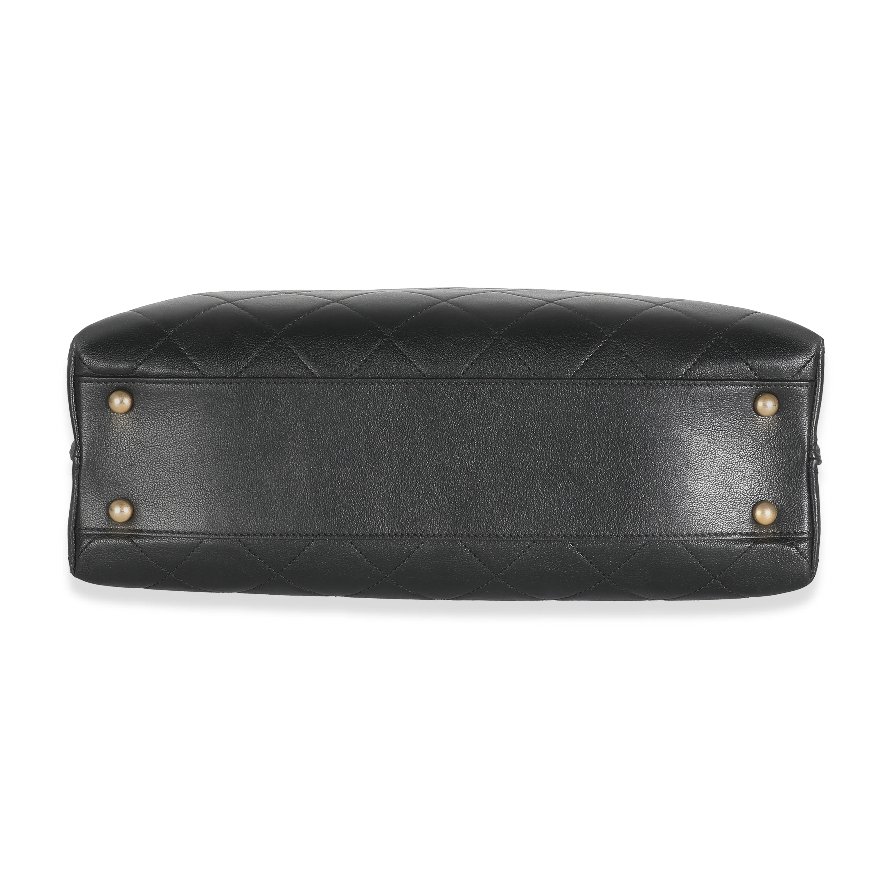 19B Black Quilted Lambskin Large Signature Plate Shopping Tote - Image 5