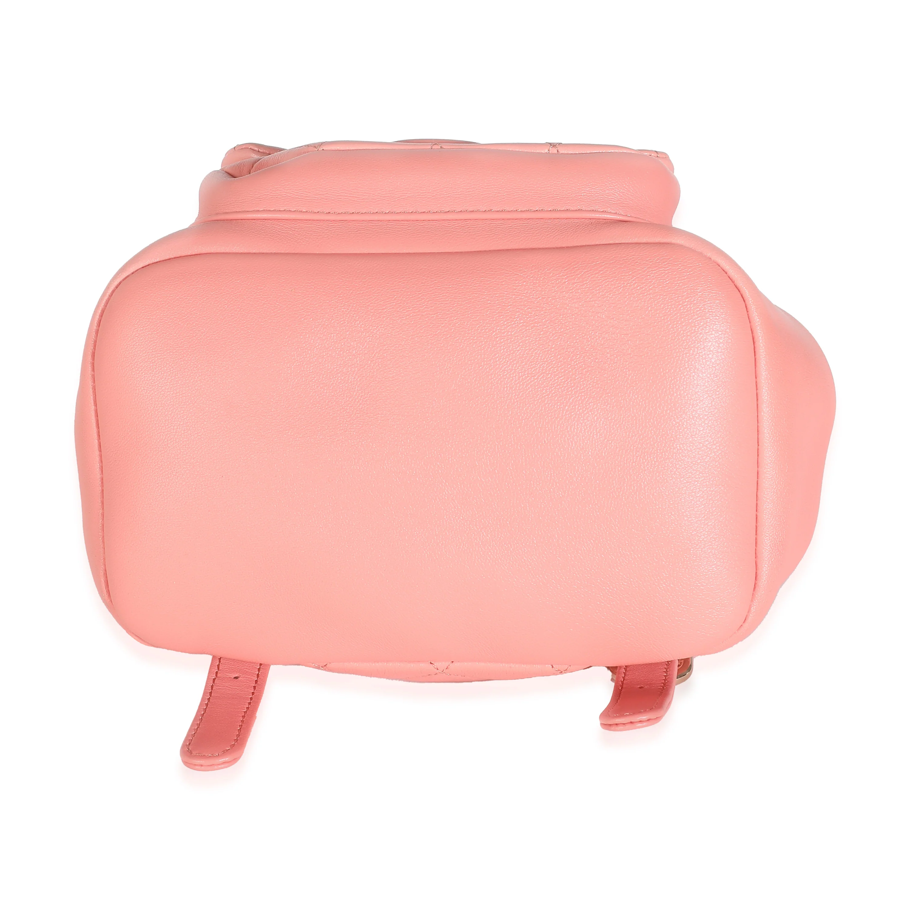 Pink Quilted Lambskin Mini Duma Drawstring Backpack - Image 6
