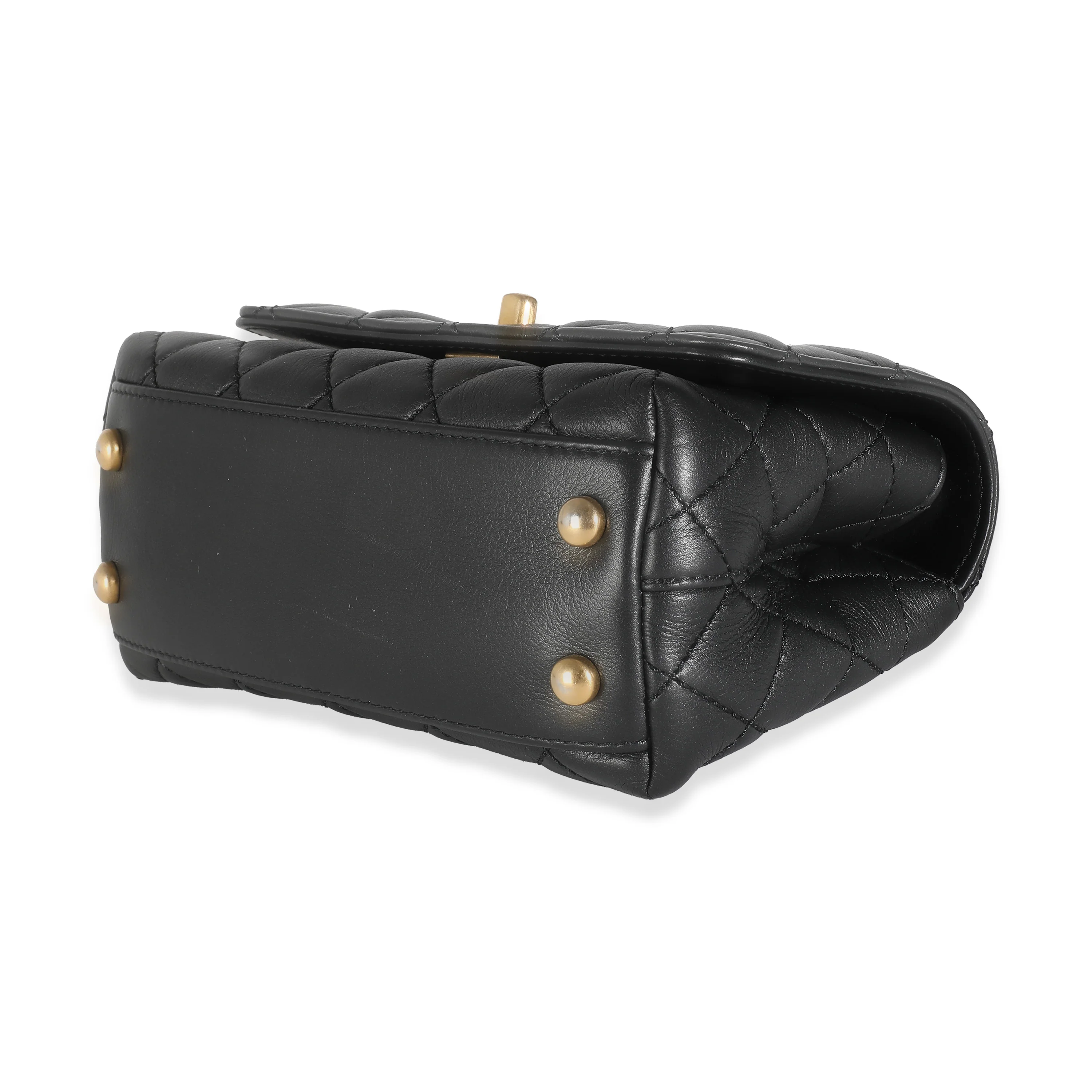 Black Quilted Lambskin Extra Mini Strass Coco Handle Flap Bag - Image 7