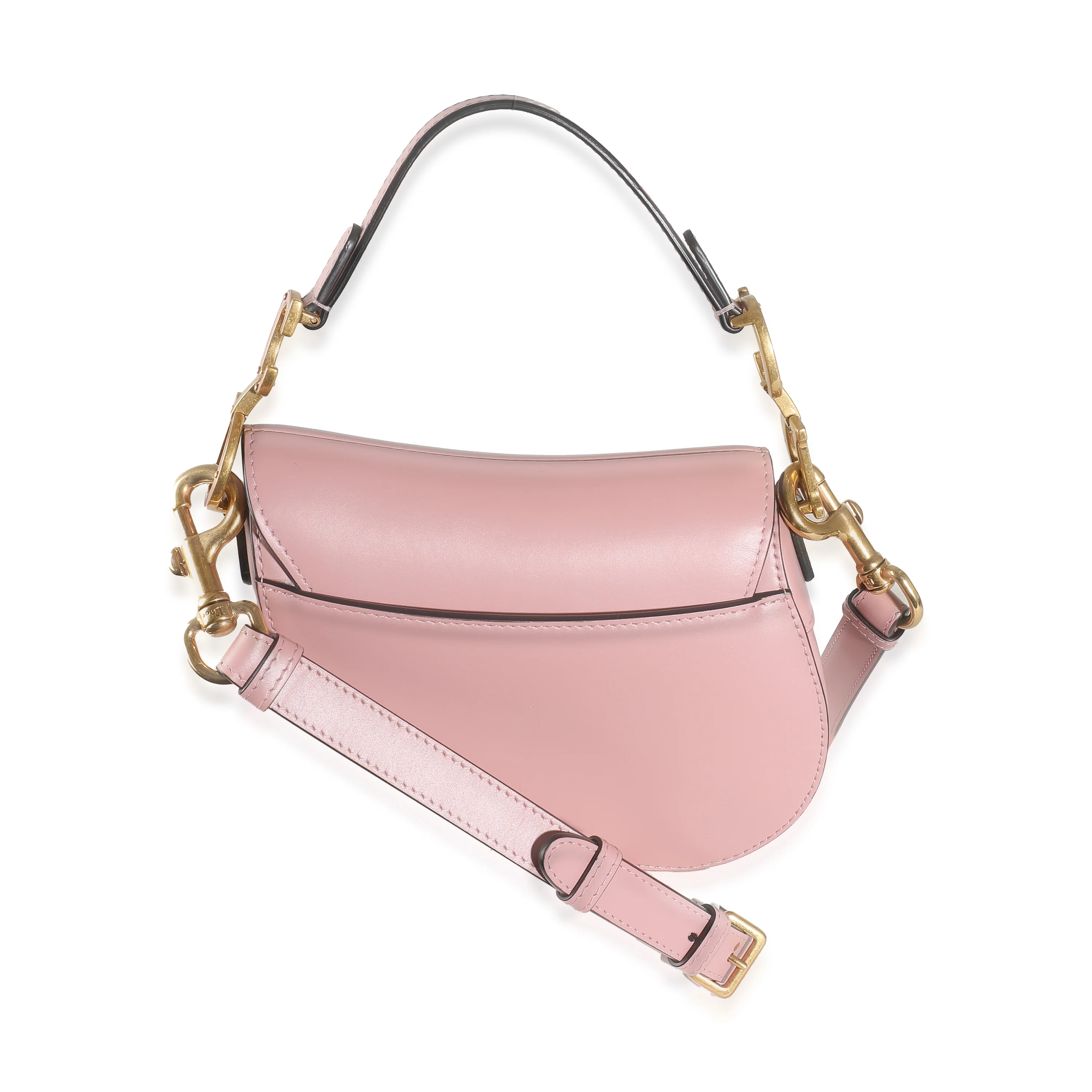 Antique Pink Smooth Calfskin Mini Saddle Bag - Image 4