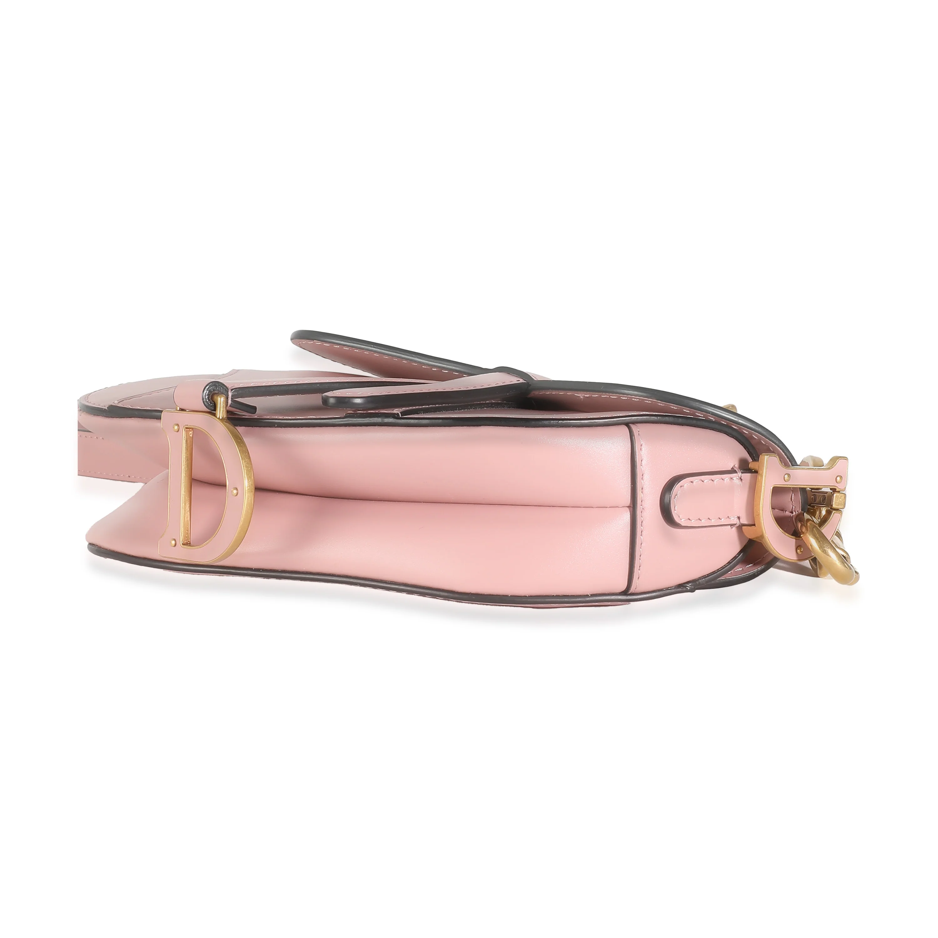Antique Pink Smooth Calfskin Mini Saddle Bag - Image 6