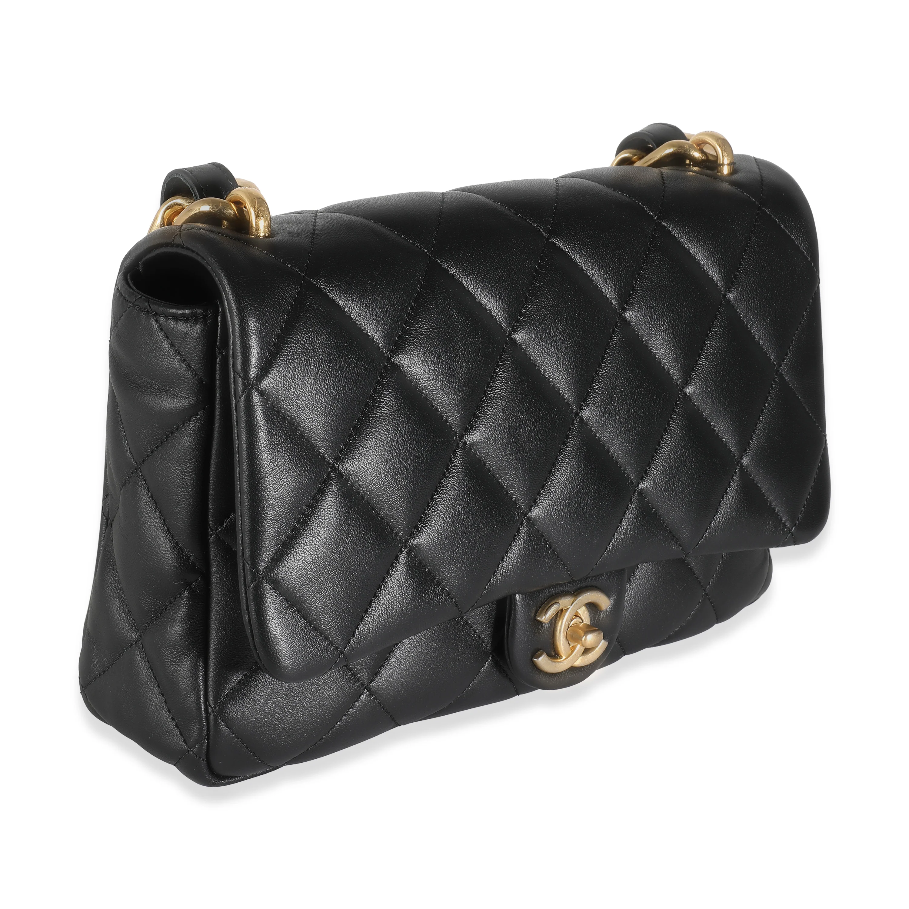 22S Black Quilted Lambskin Large CC Funky Town Flap Bag - Image 3