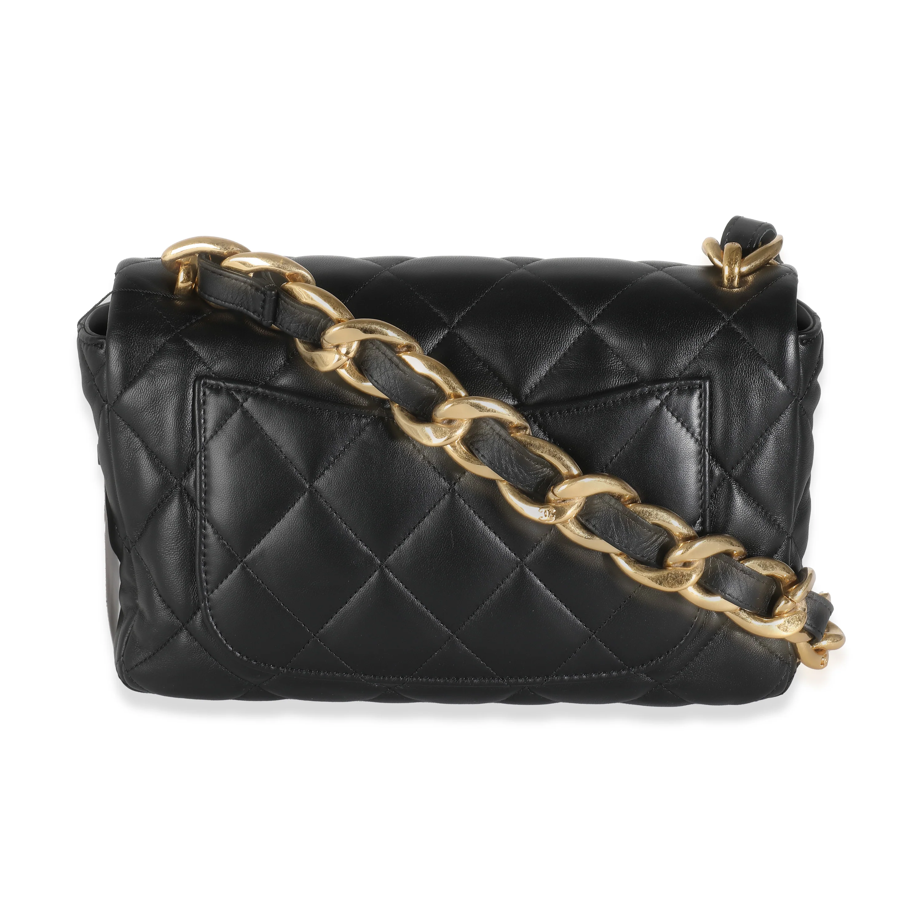 22S Black Quilted Lambskin Large CC Funky Town Flap Bag - Image 4