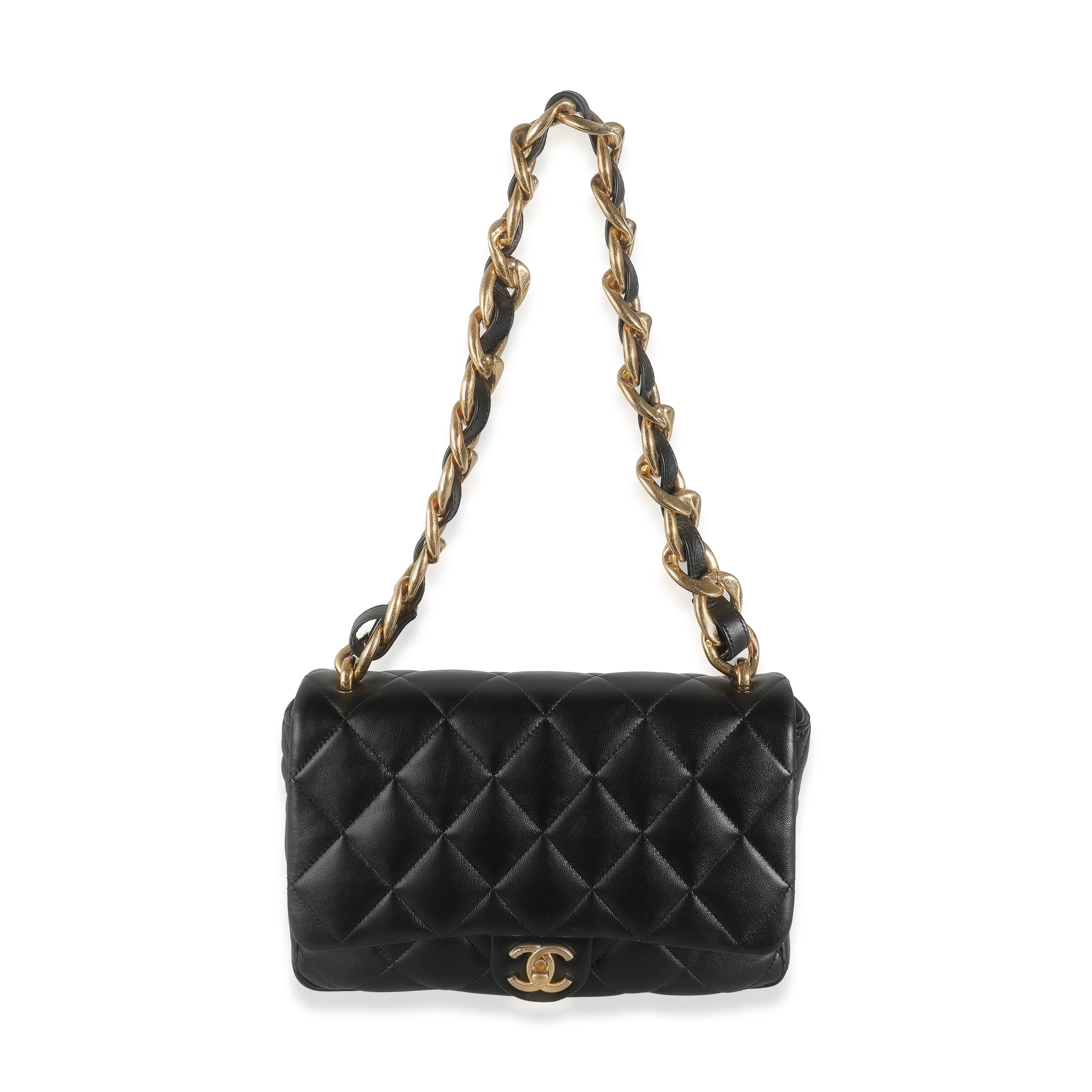 22S Black Quilted Lambskin Large CC Funky Town Flap Bag - Image 8