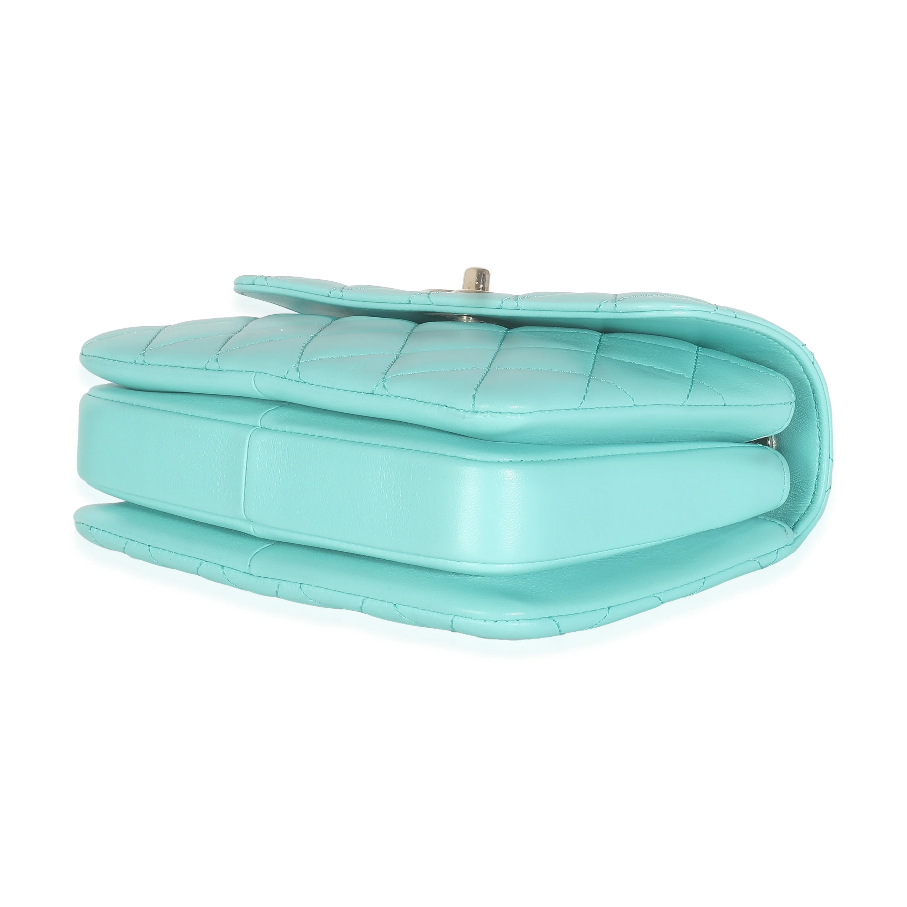 24C Turquoise Quilted Lambskin Mini Trendy Top Handle - Image 7