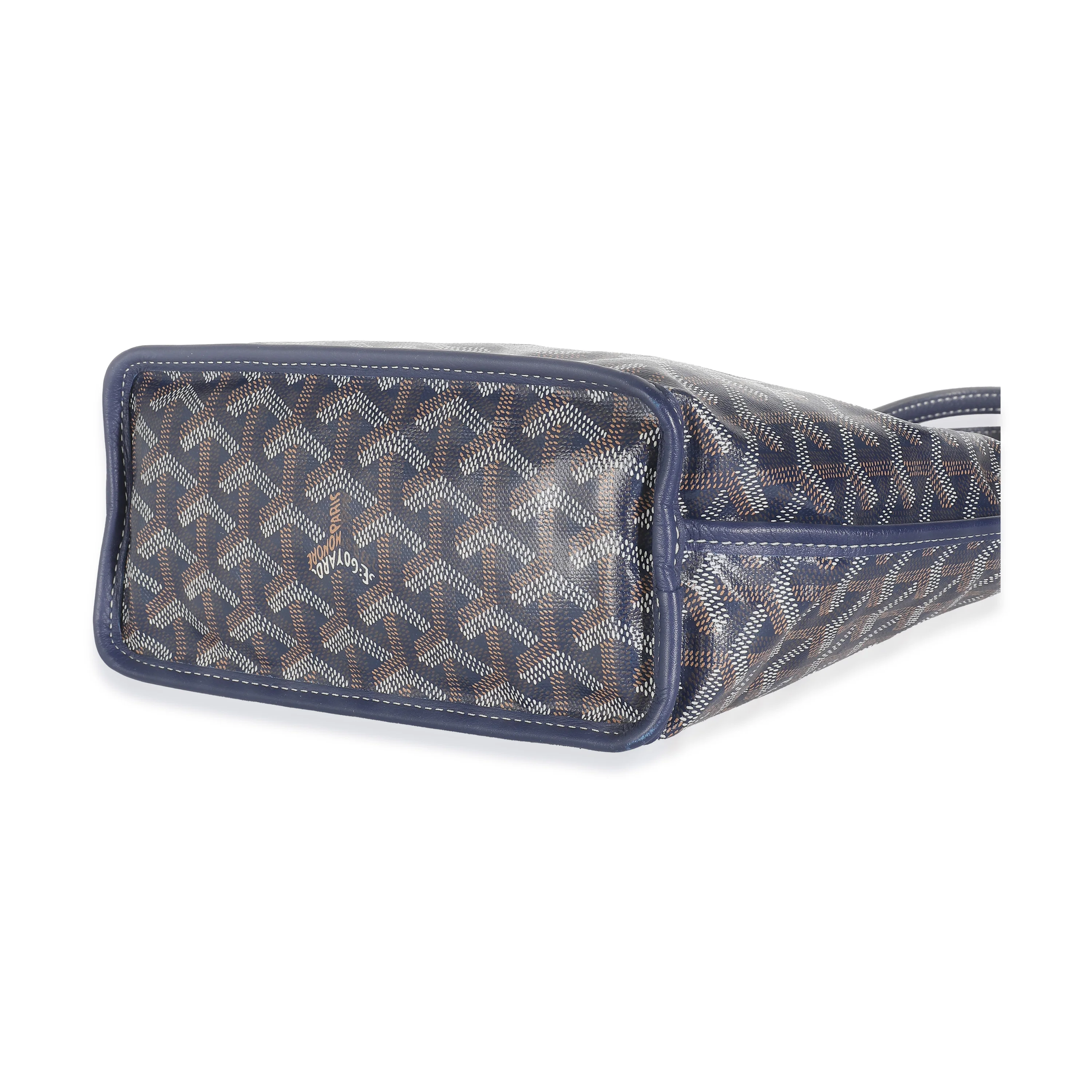 Navy Goyardine Canvas Reversible Mini Anjou - Image 7