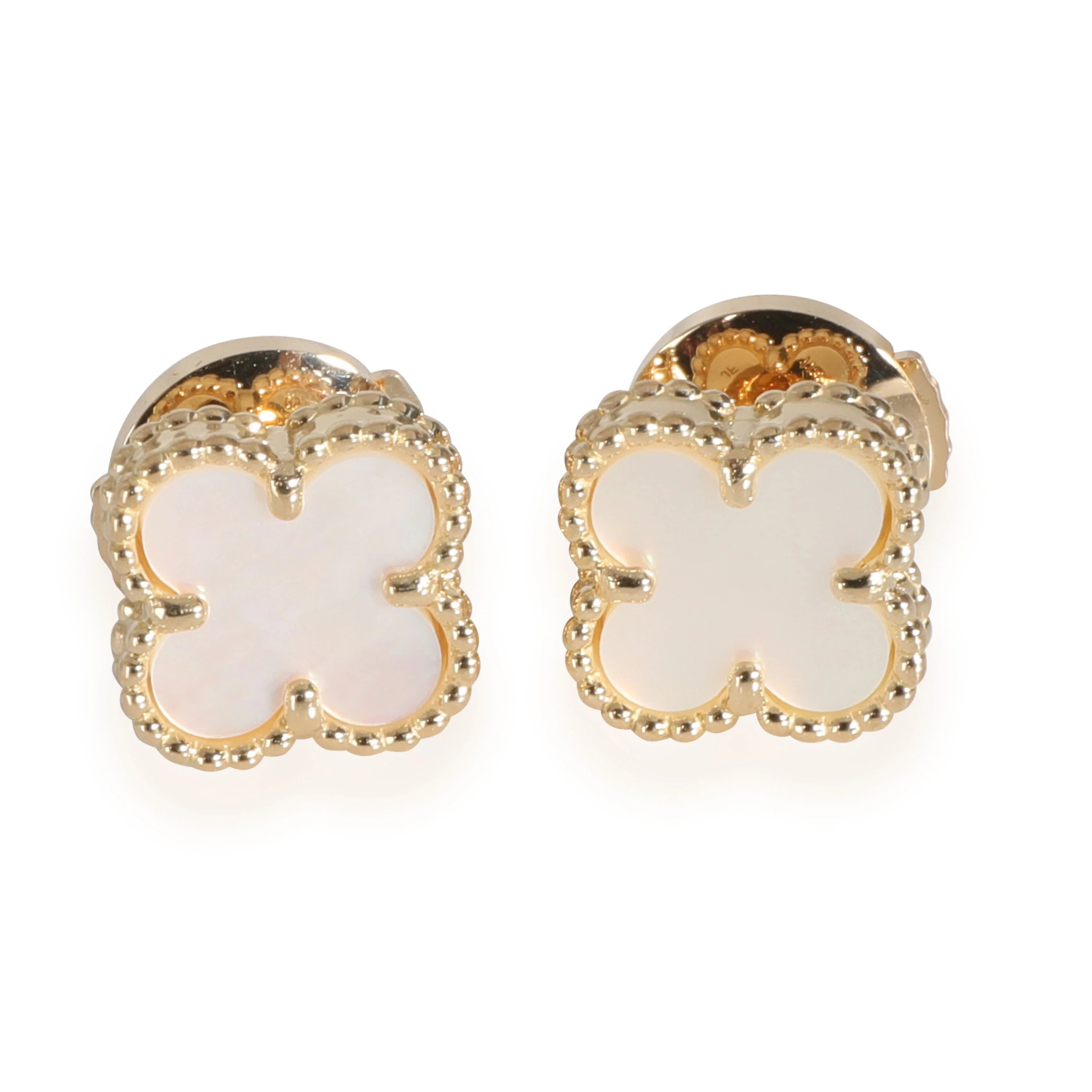 Sweet Alhambra Mother Of Pearl Earrings in 18k Yellow Gold
