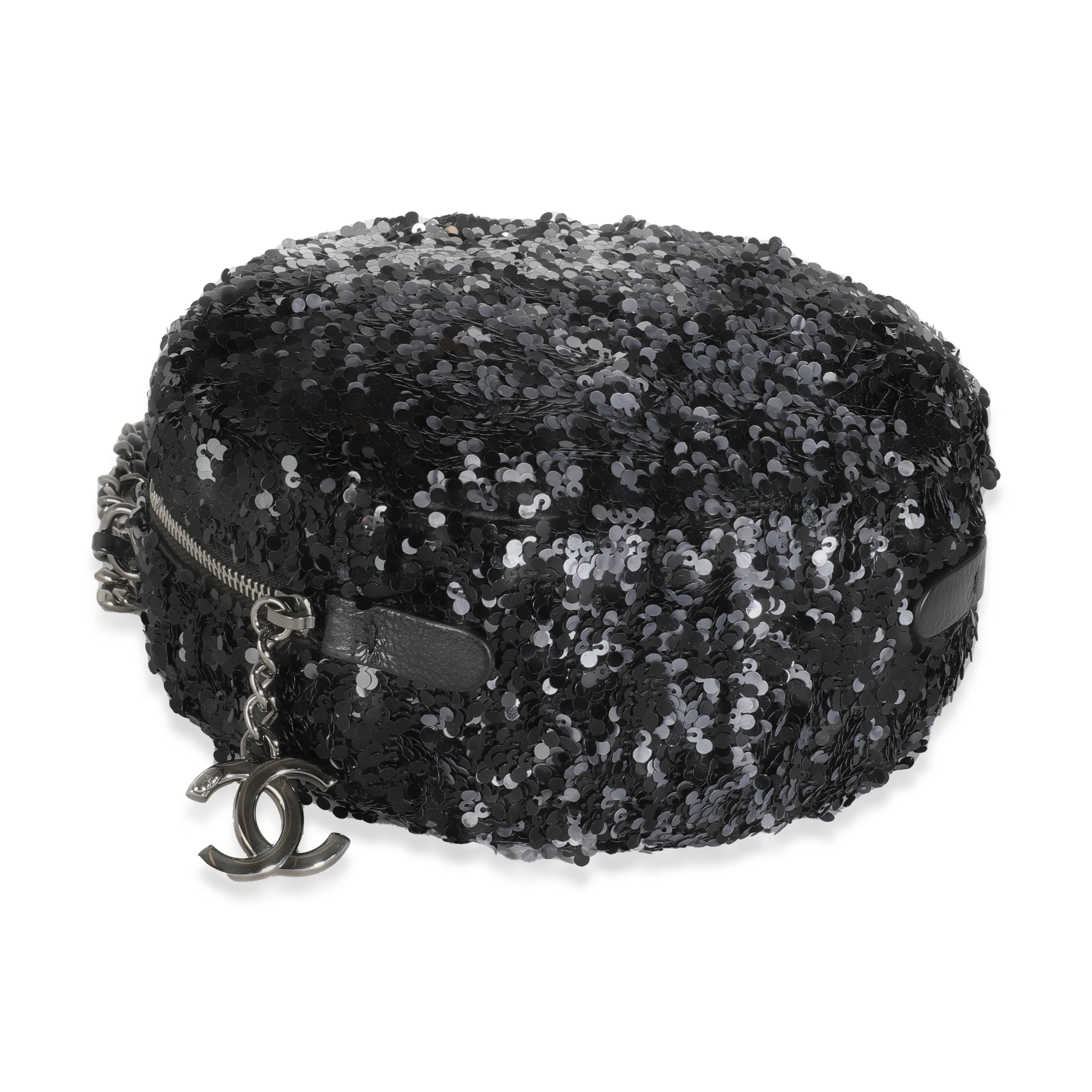 Black Silver Sequin Round Chain Bag - Image 8