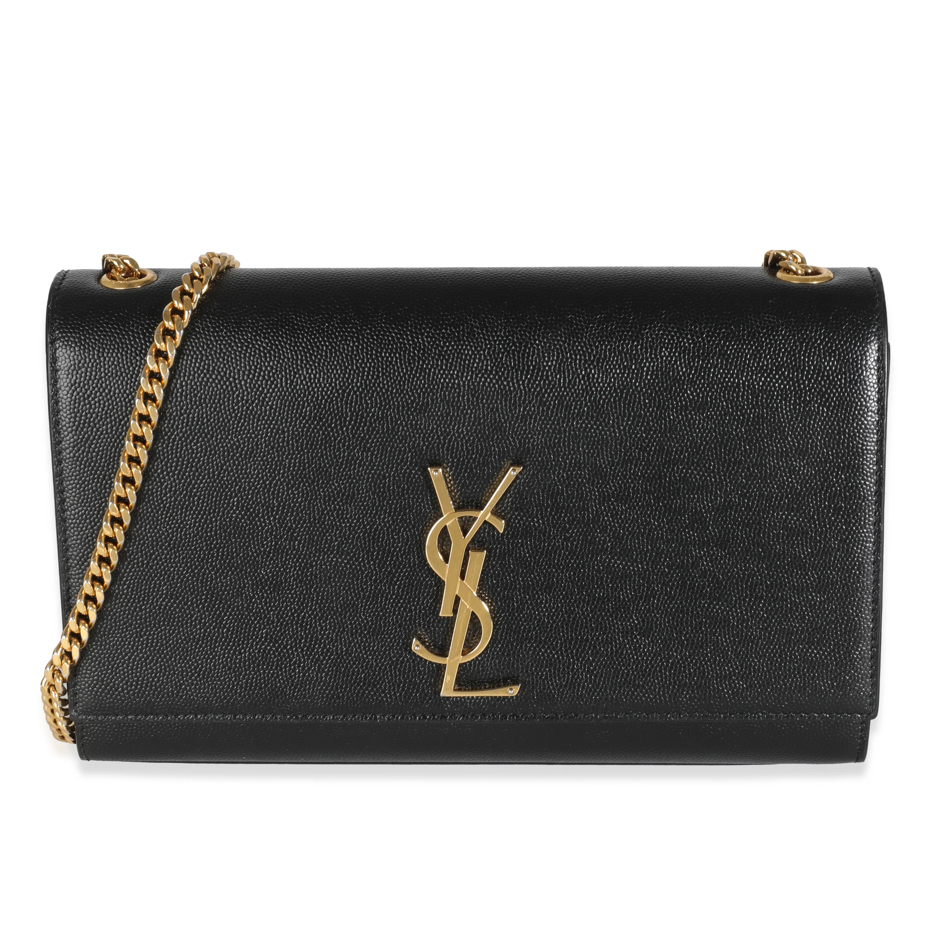 Black Grain De Poudre Medium Kate Chain Bag