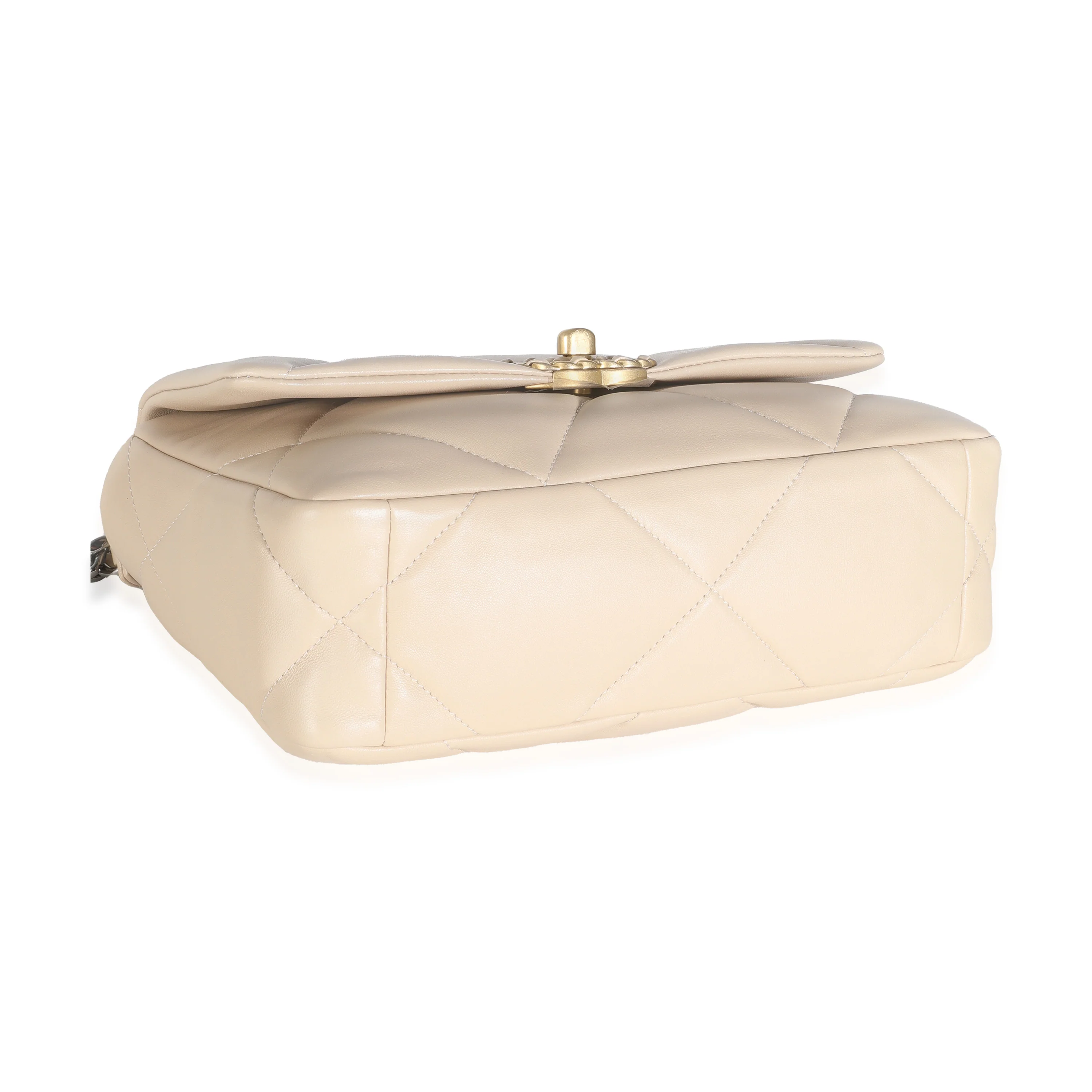Beige Quilted Lambskin Small Chanel 19 Flap Bag - Image 6