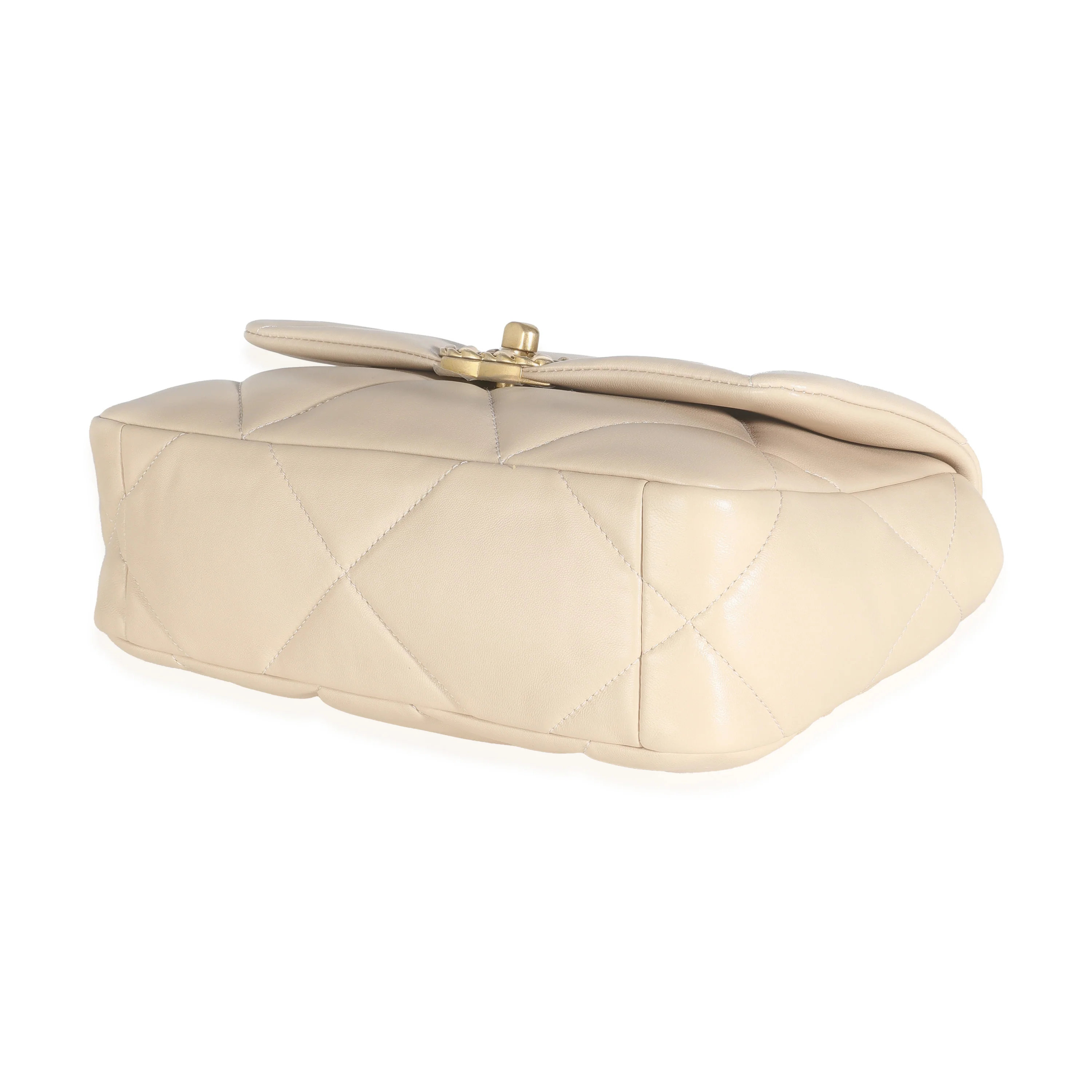 Beige Quilted Lambskin Small Chanel 19 Flap Bag - Image 7