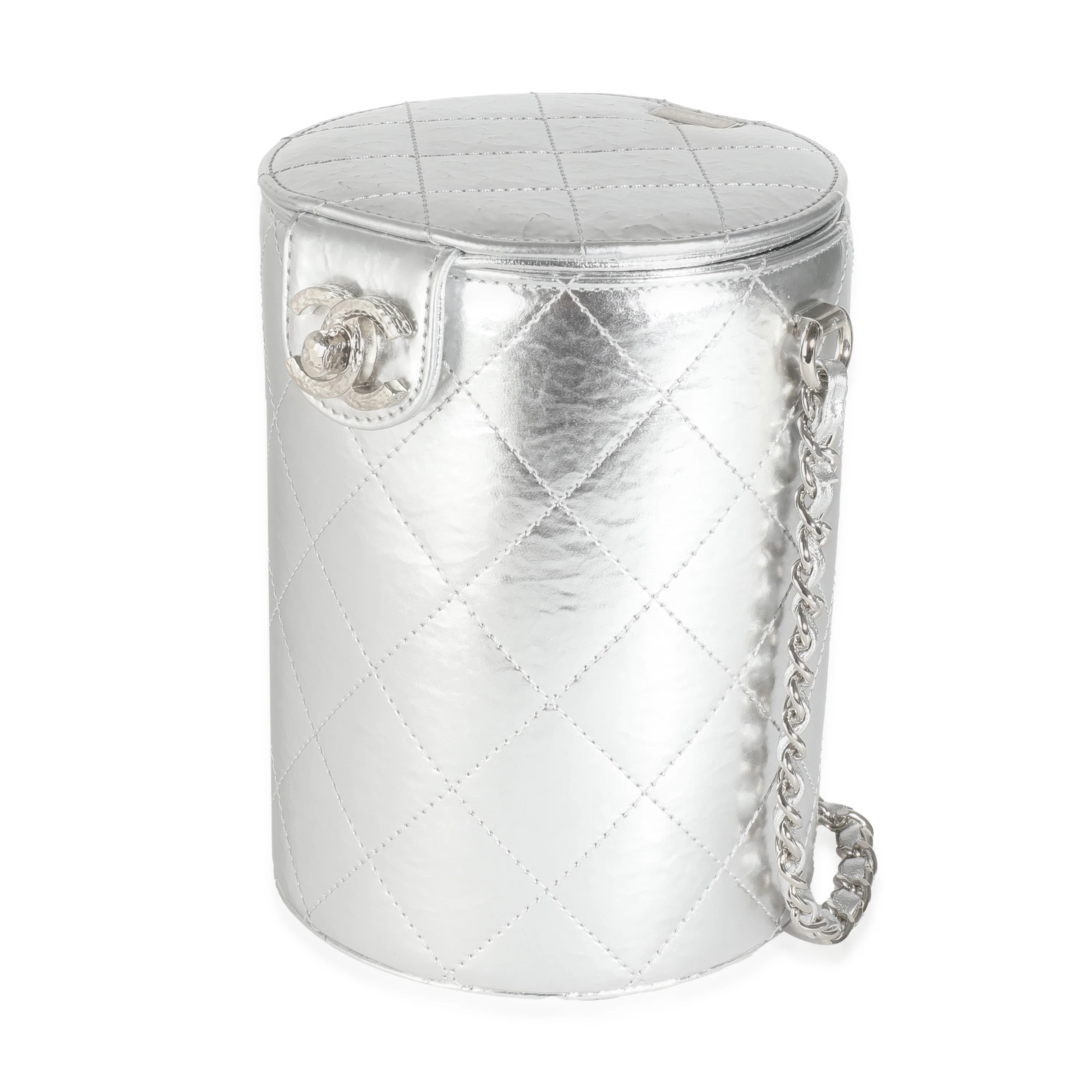 Silver Metallic Lambskin CC Vanity Case - Image 2