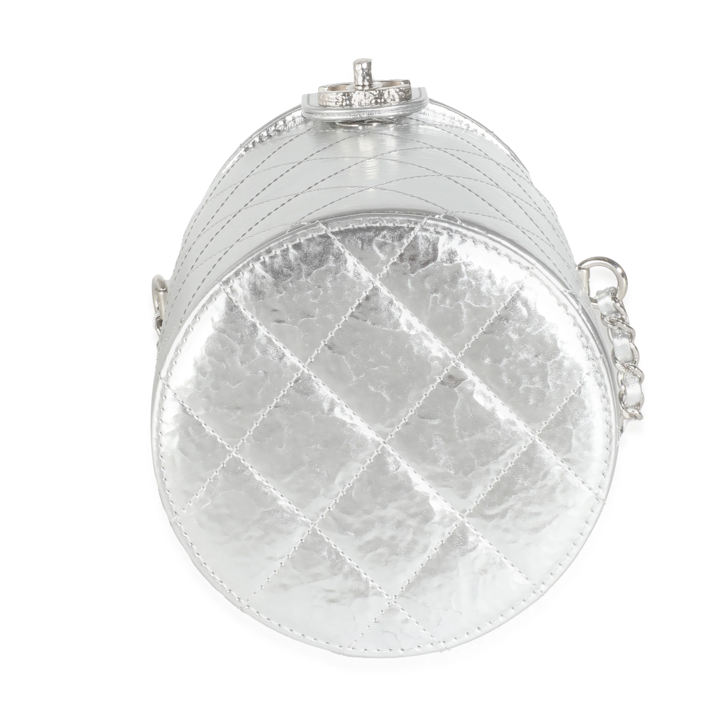 Silver Metallic Lambskin CC Vanity Case - Image 5