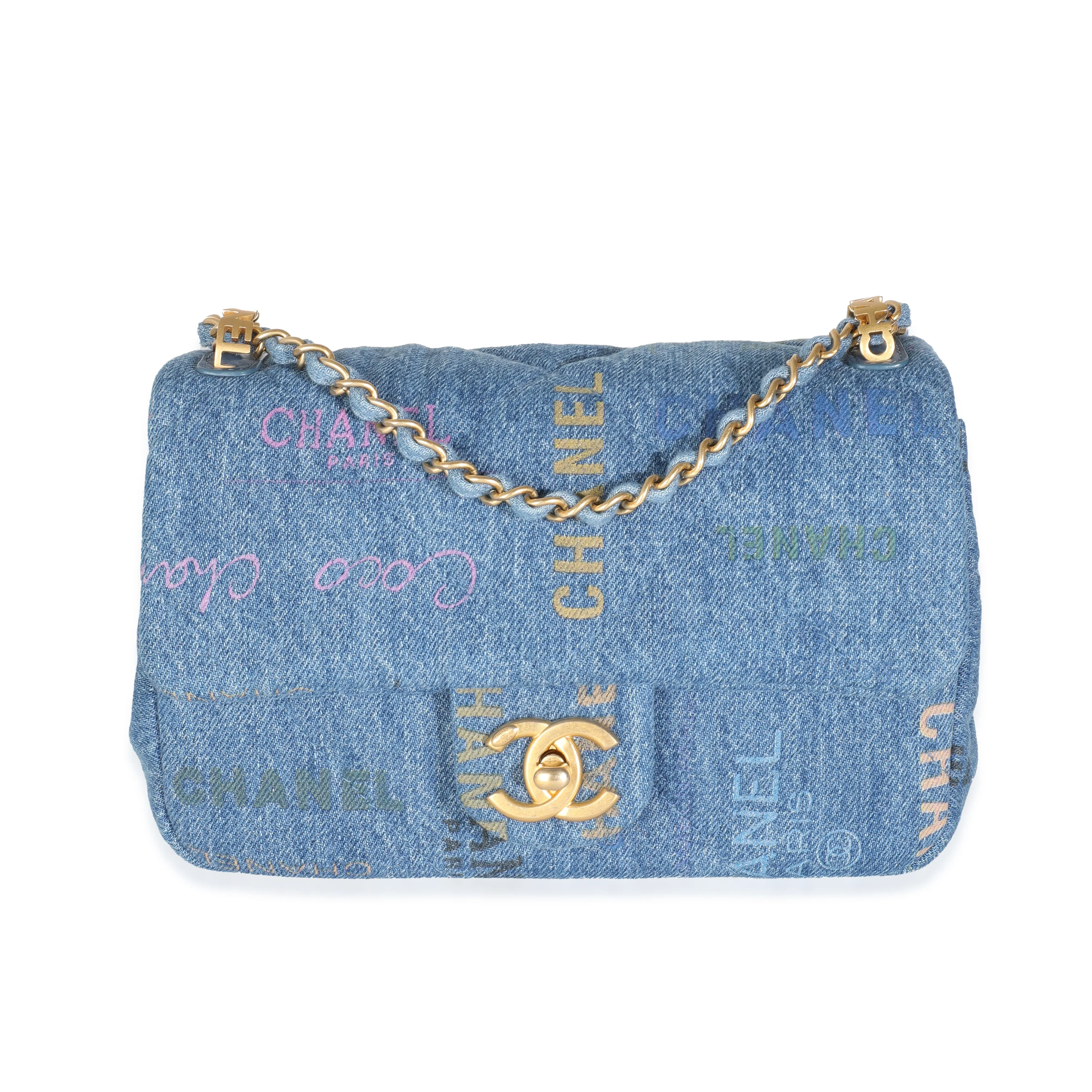 Multicolor Quilted Denim Mini Denim Mood Mini Flap Bag