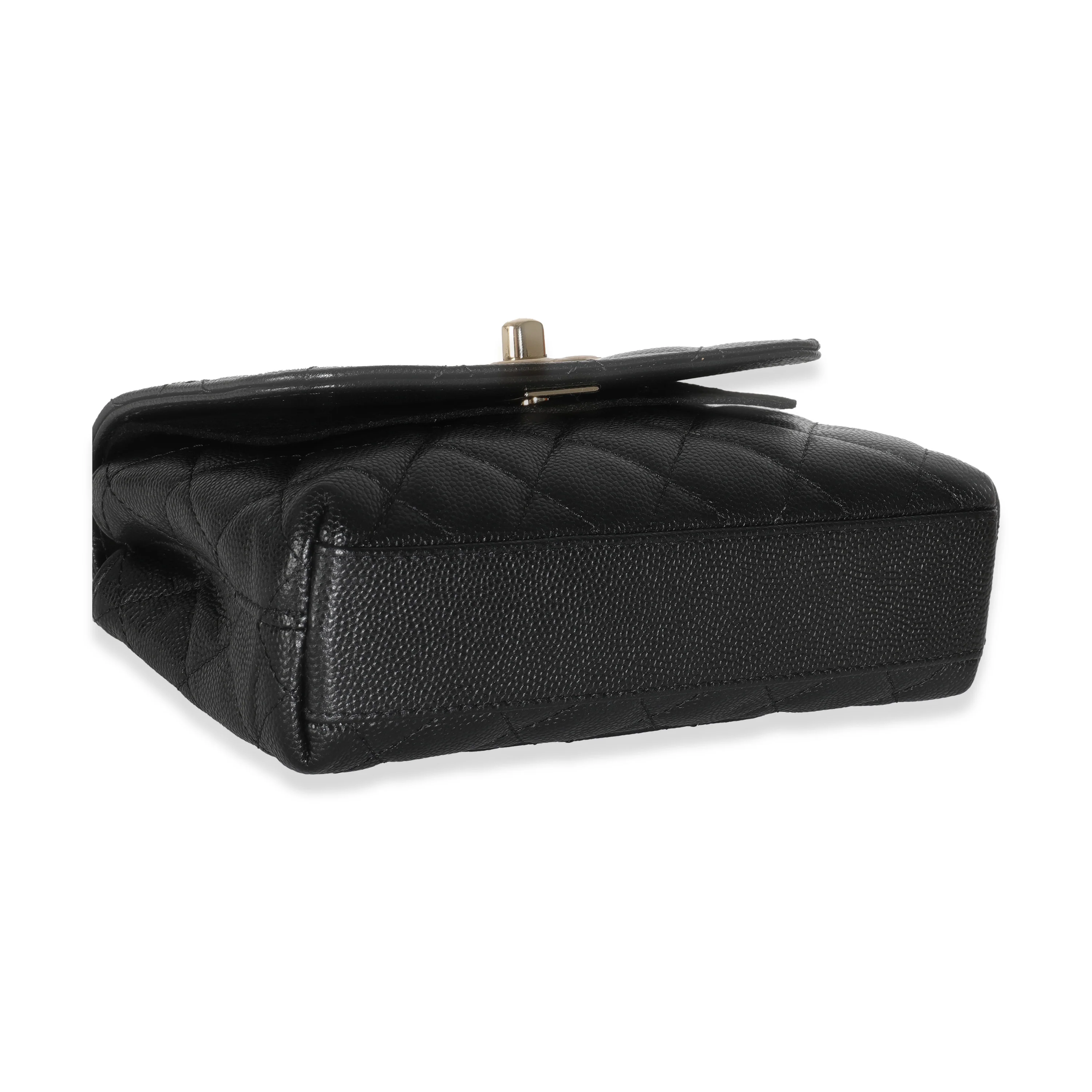 24K Black Quilted Caviar Extra Mini Coco Top Handle Handbag - Image 6
