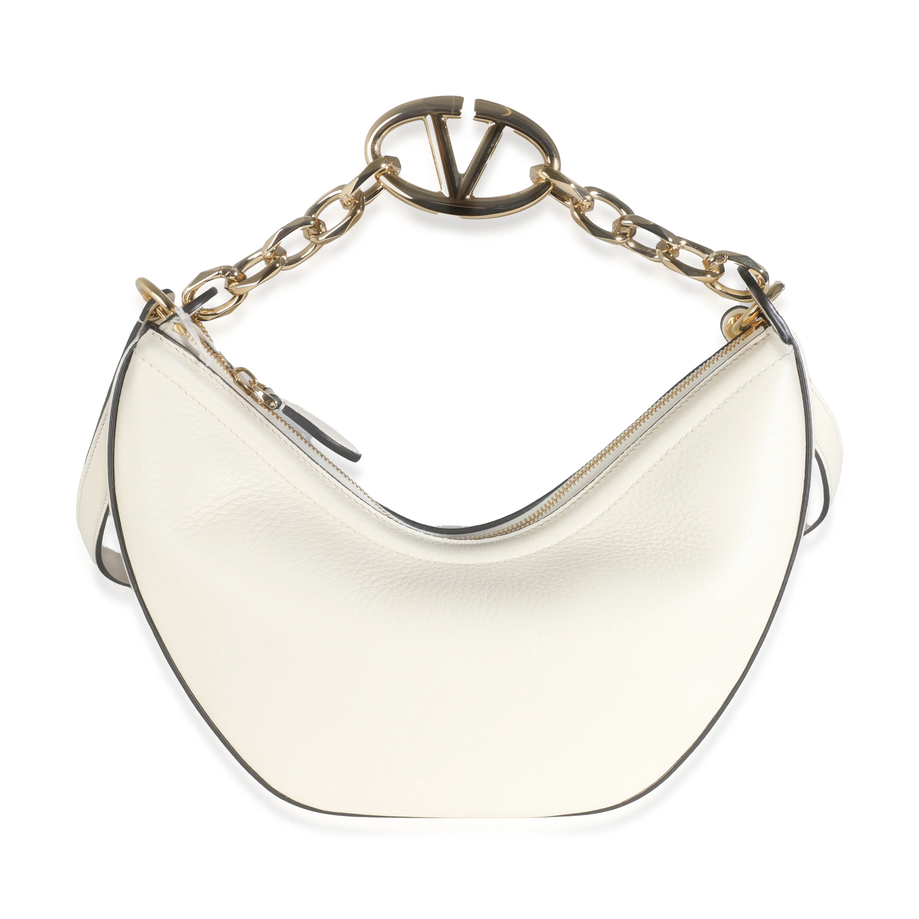 Ivory Nappa Small Vlogo Moon Hobo