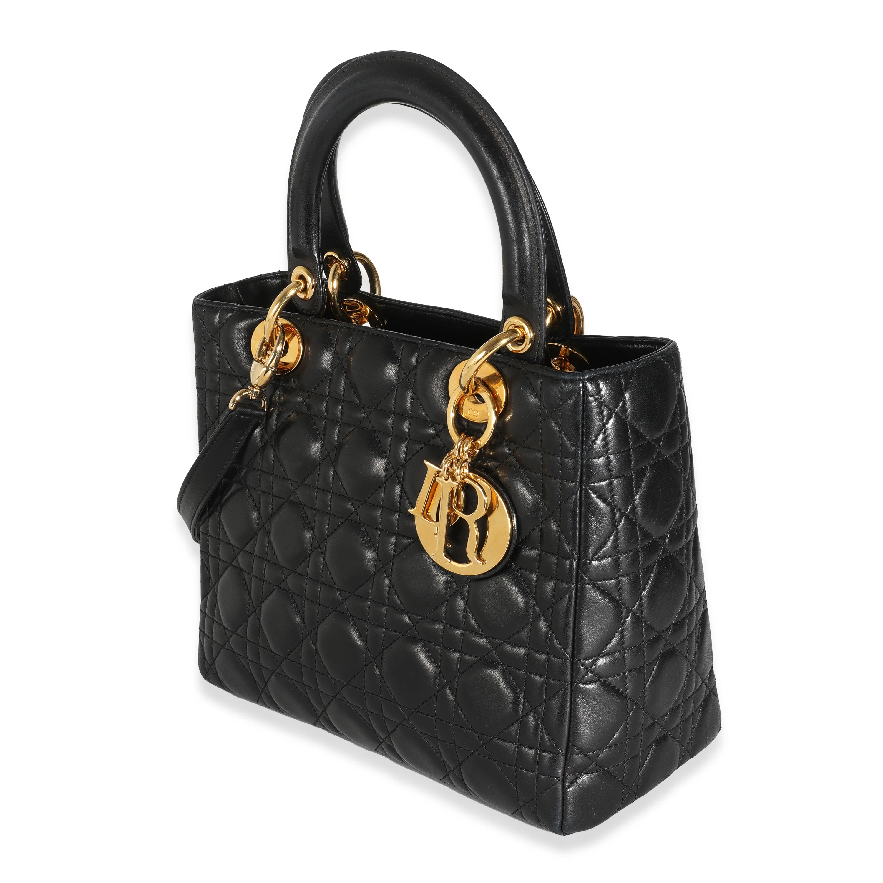 Vintage Black Lambskin Cannage Medium Lady Dior - Image 2