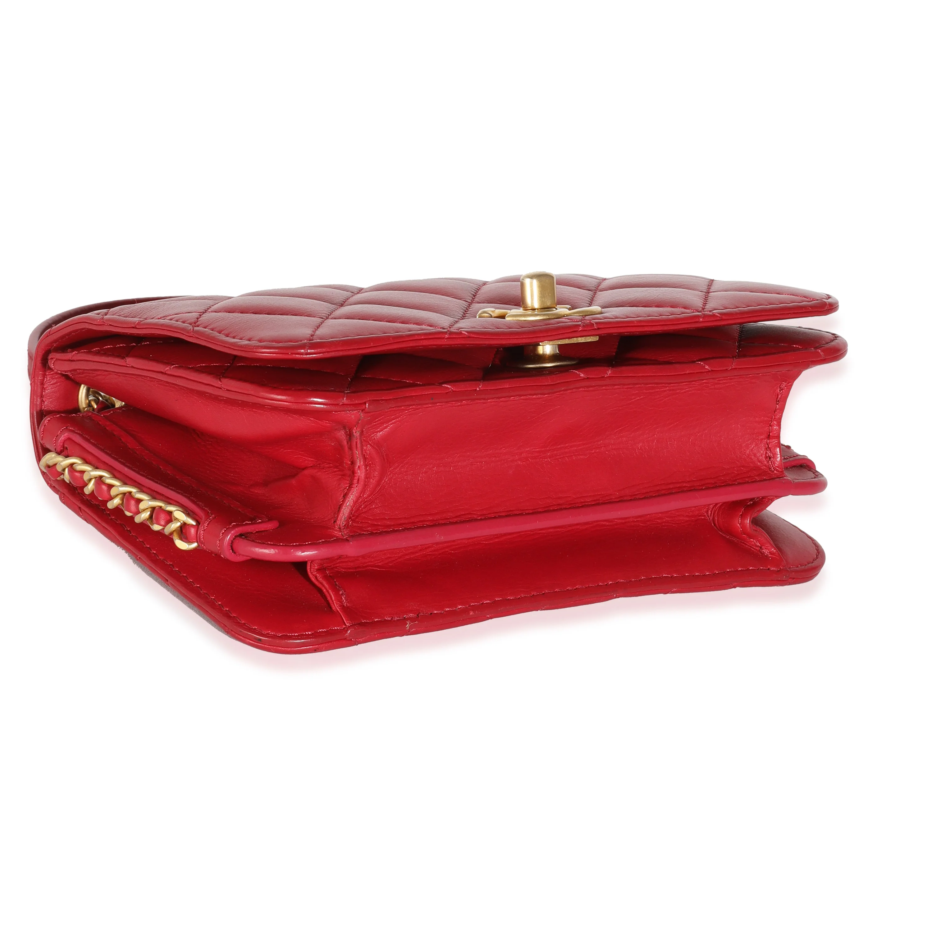 Red Quilted Lambskin Side Chain Mini Flap Bag - Image 7