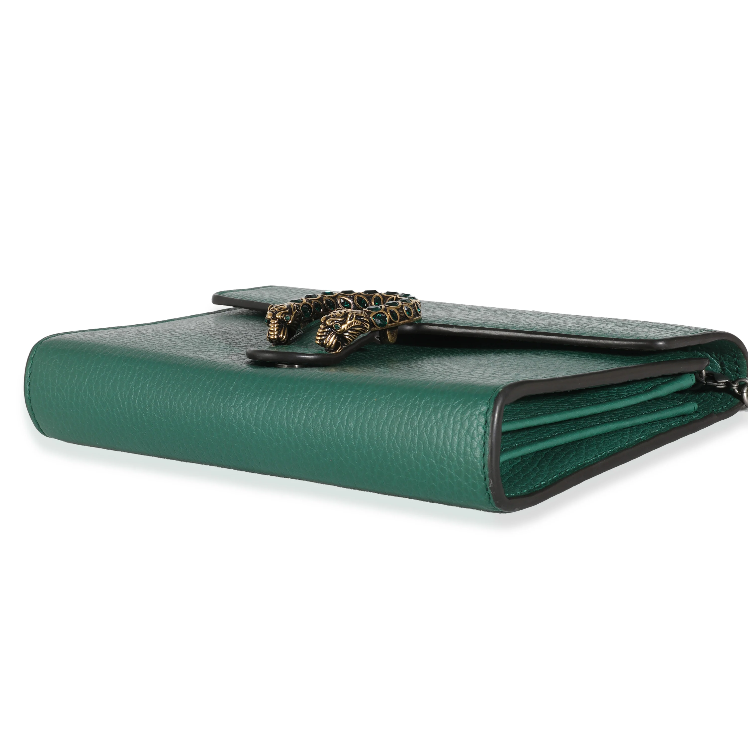 Emerald Green Pebbled Calfskin Mini Dionysus Chain Wallet - Image 7