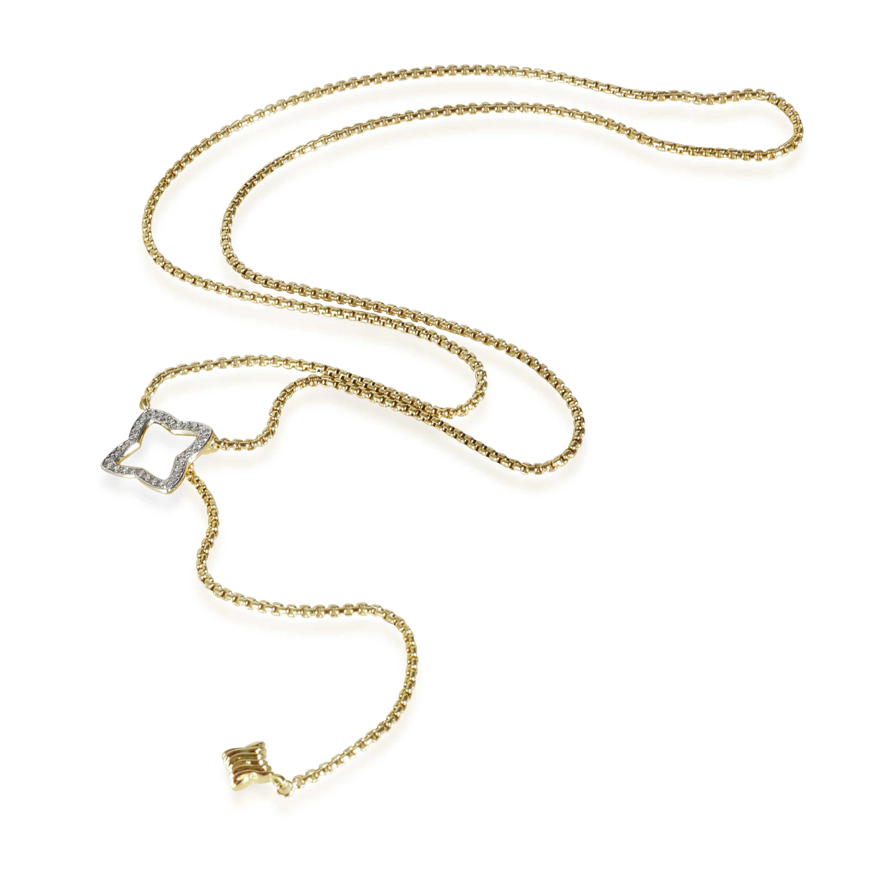 Quatrefoil Diamond Lariat Necklace in 18K Yellow Gold 0.25 CTW - Image 2