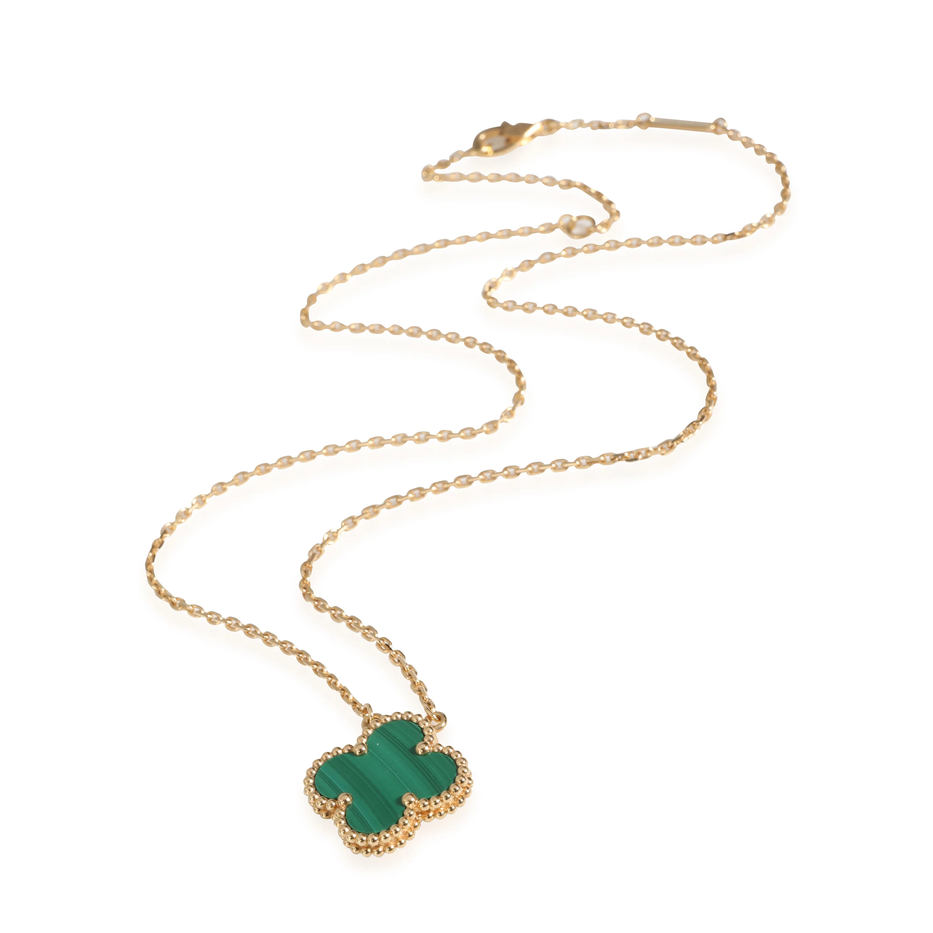 Vintage Alhambra Pendant With Malachite in 18K Yellow Gold - Image 2