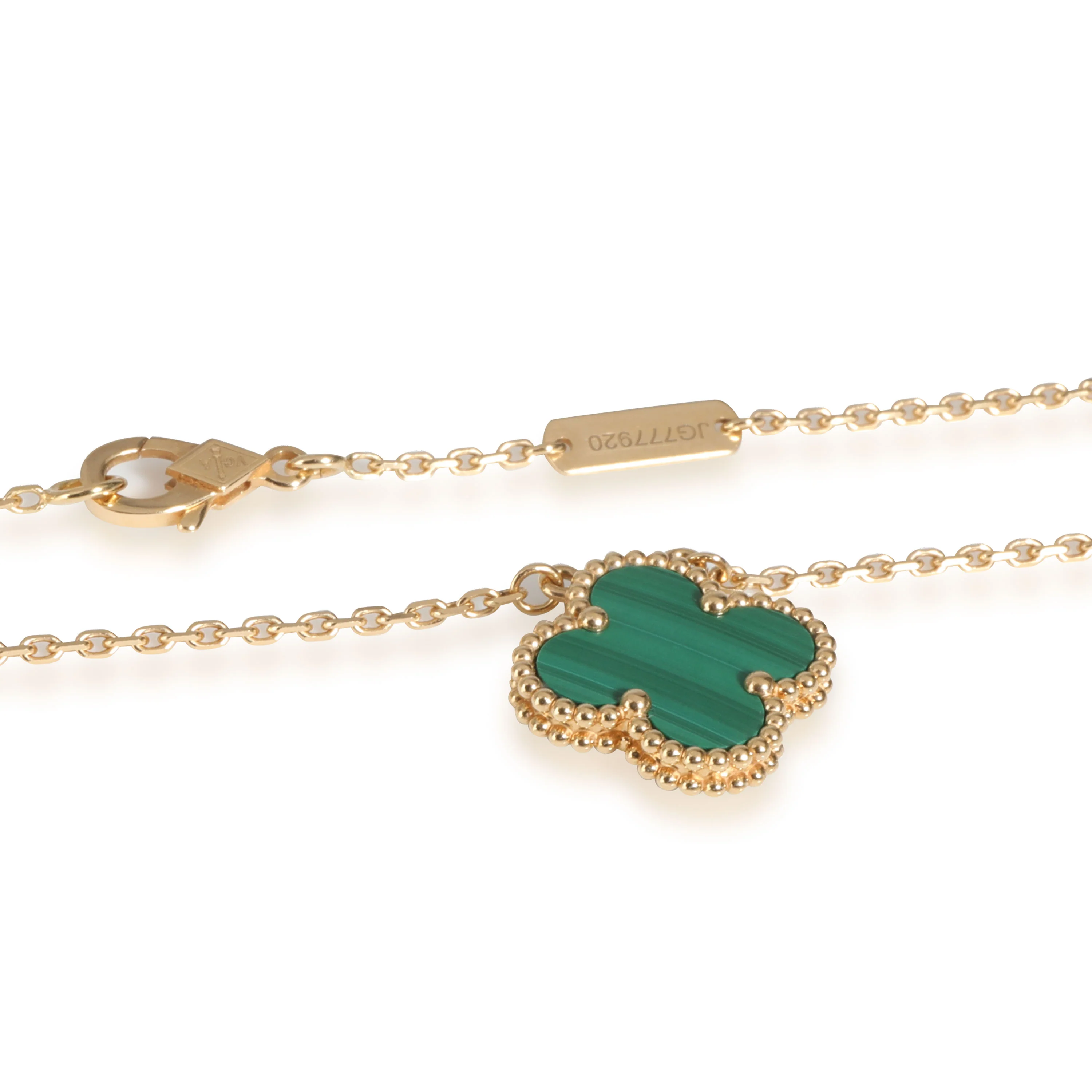 Vintage Alhambra Pendant With Malachite in 18K Yellow Gold - Image 3