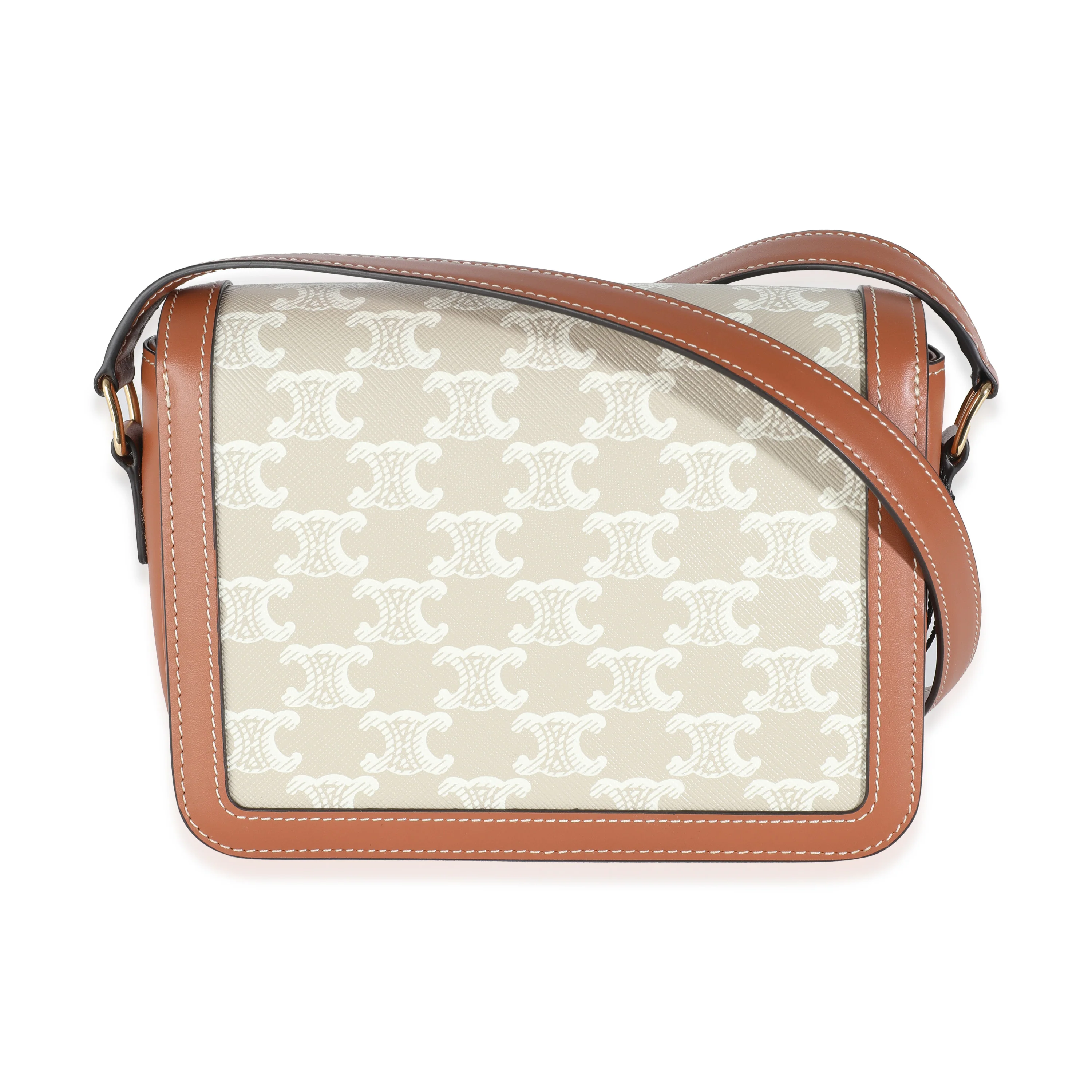 White Calfskin Triomphe Canvas Teen Triomphe Bag - Image 4