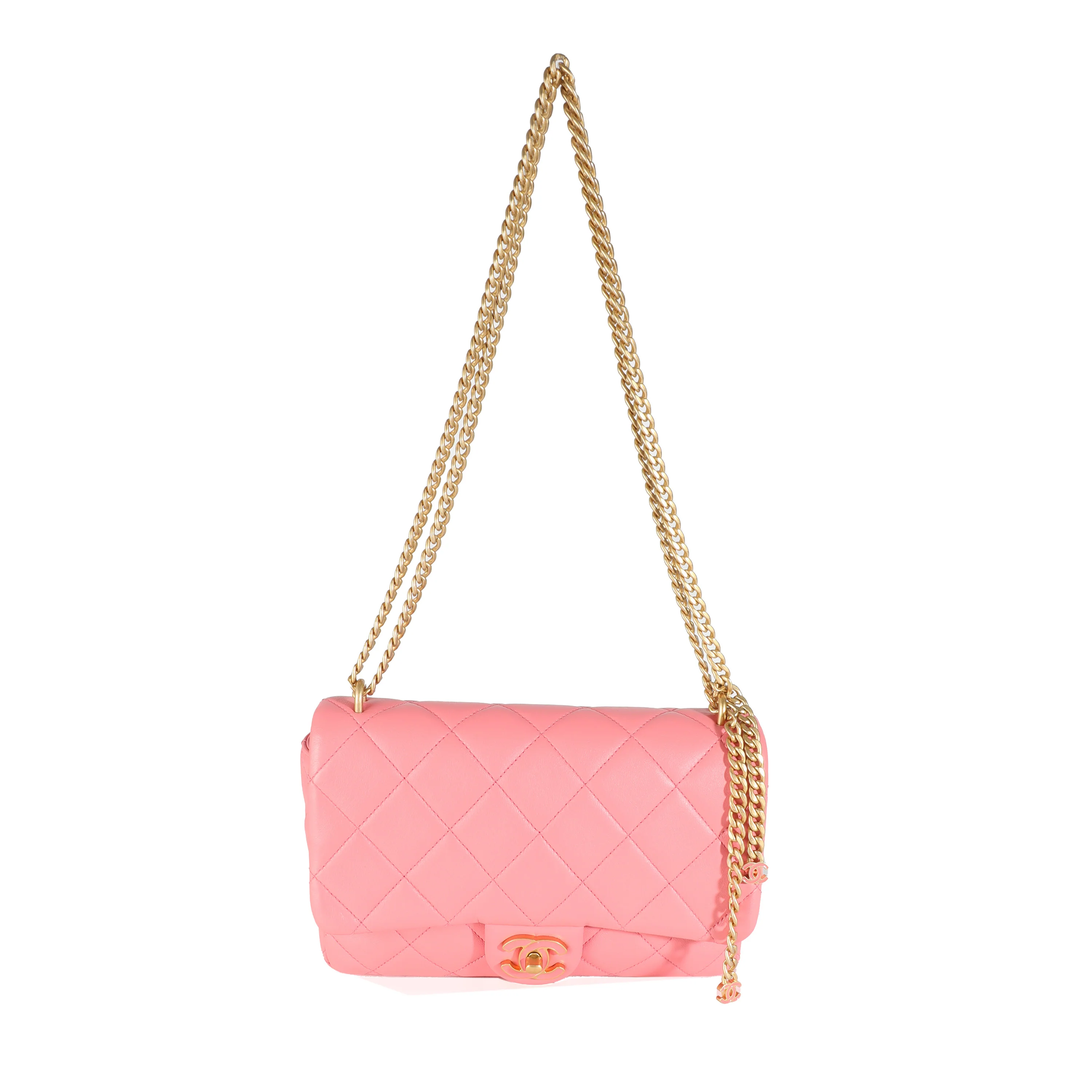 Pink Quilted Lambskin Pending CC Small Square Flap - Image 6