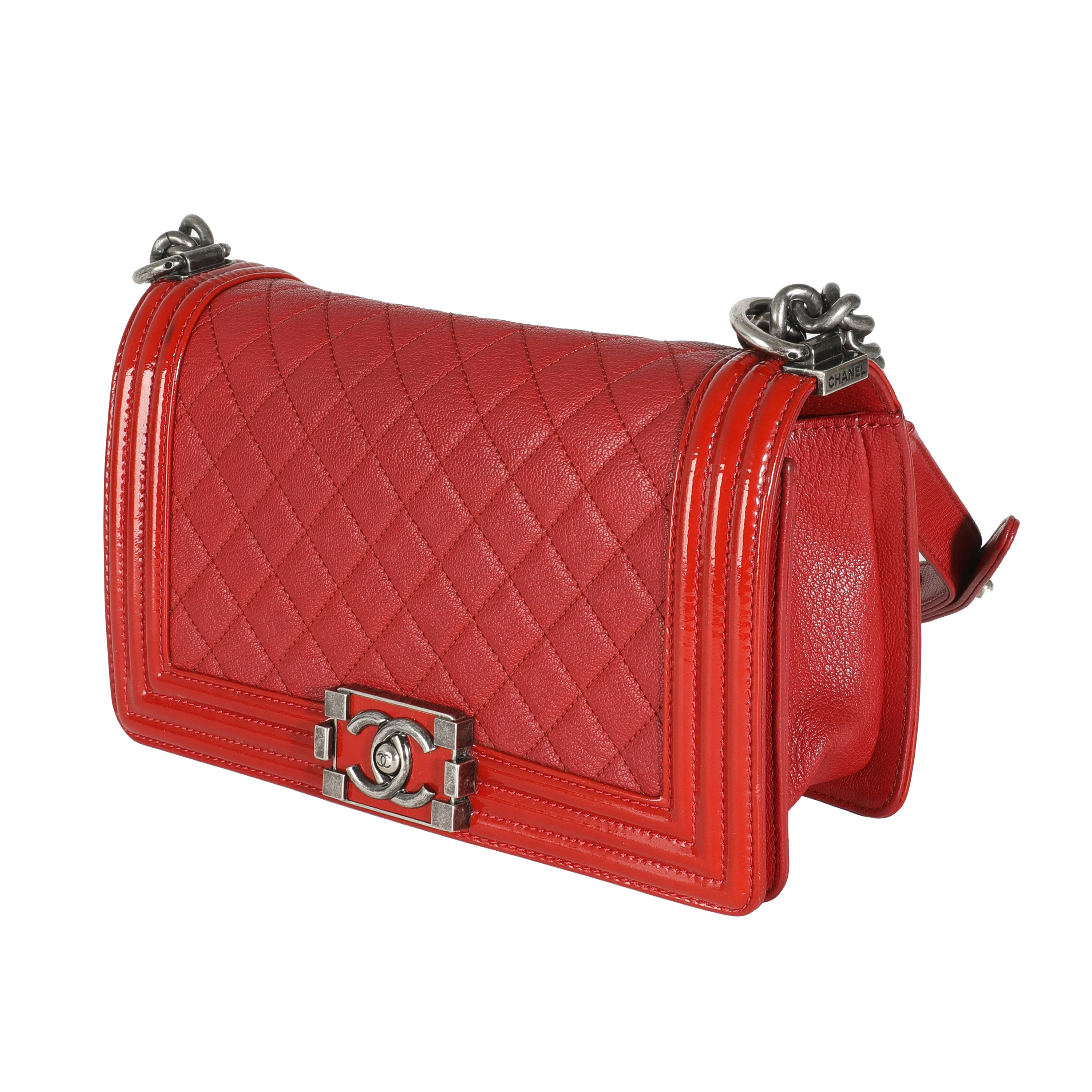 Red Quilted Goatskin Medium Boy Bag - Image 2
