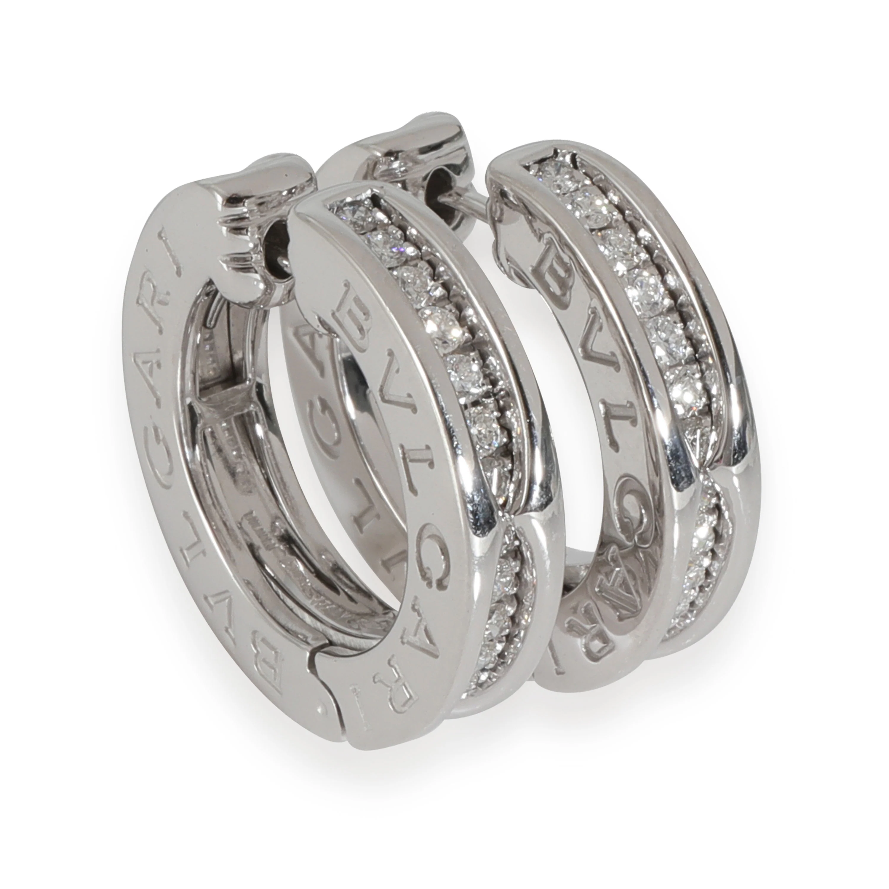 Bvlgari B.zero1 Hoop Earring With Diamonds in 18K White Gold, 3/4 Ctw. - Image 3