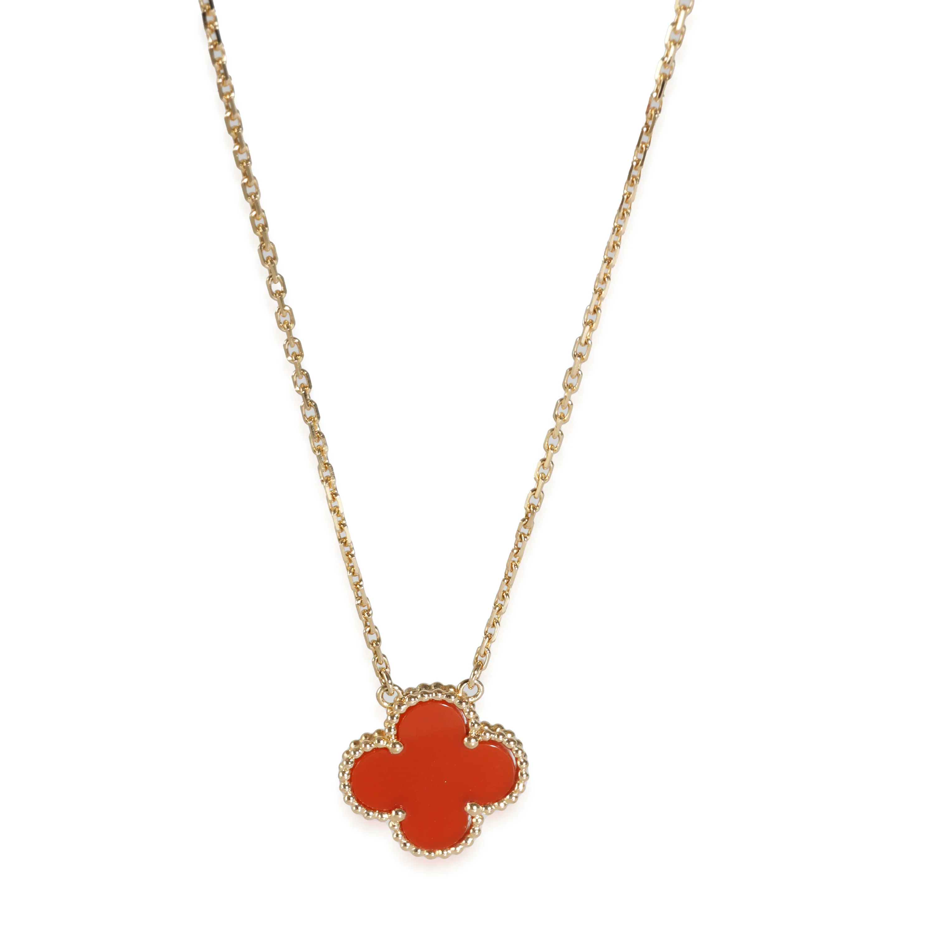 Alhambra Carnelian Pendant Necklace in 18k Yellow Gold