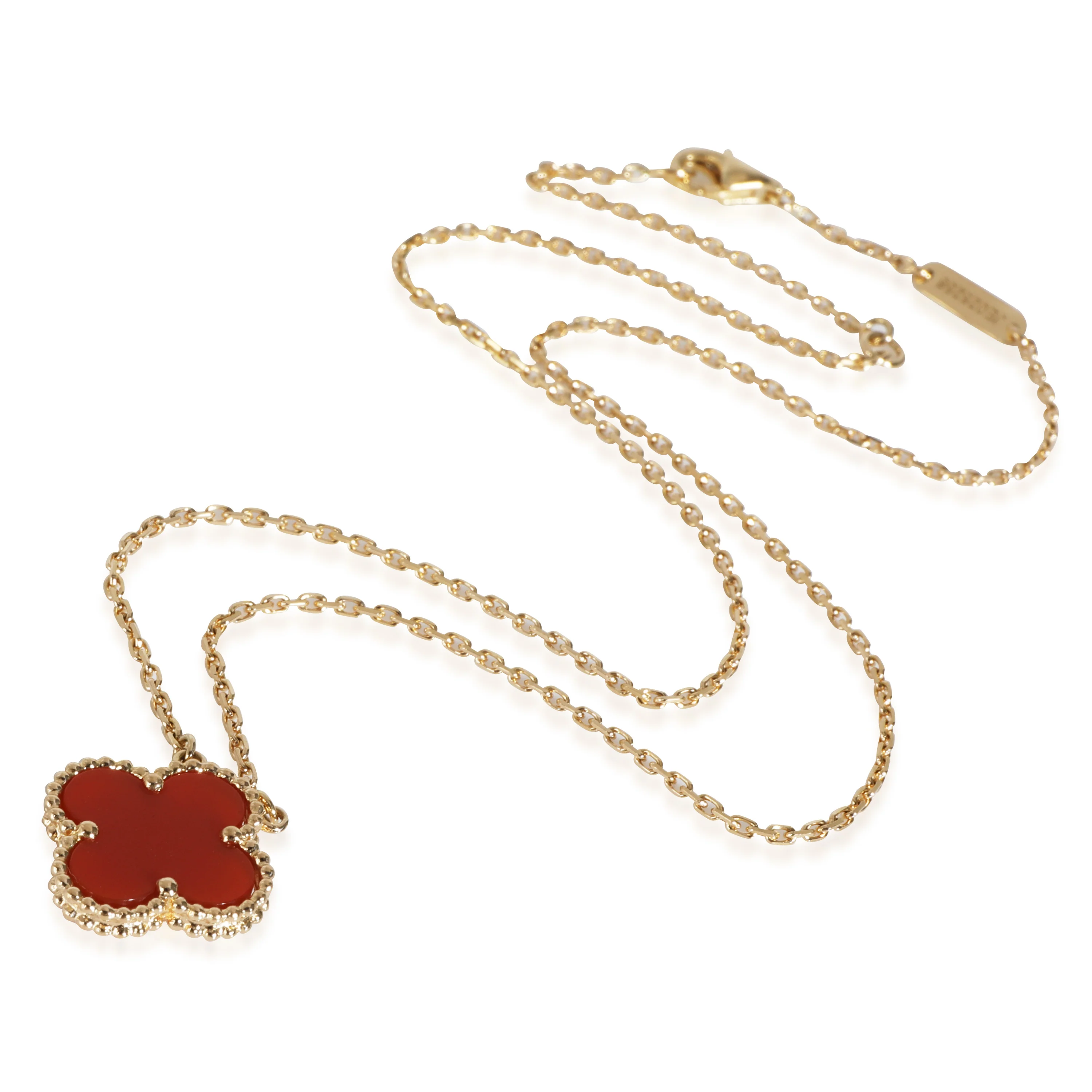 Alhambra Carnelian Pendant Necklace in 18k Yellow Gold - Image 2