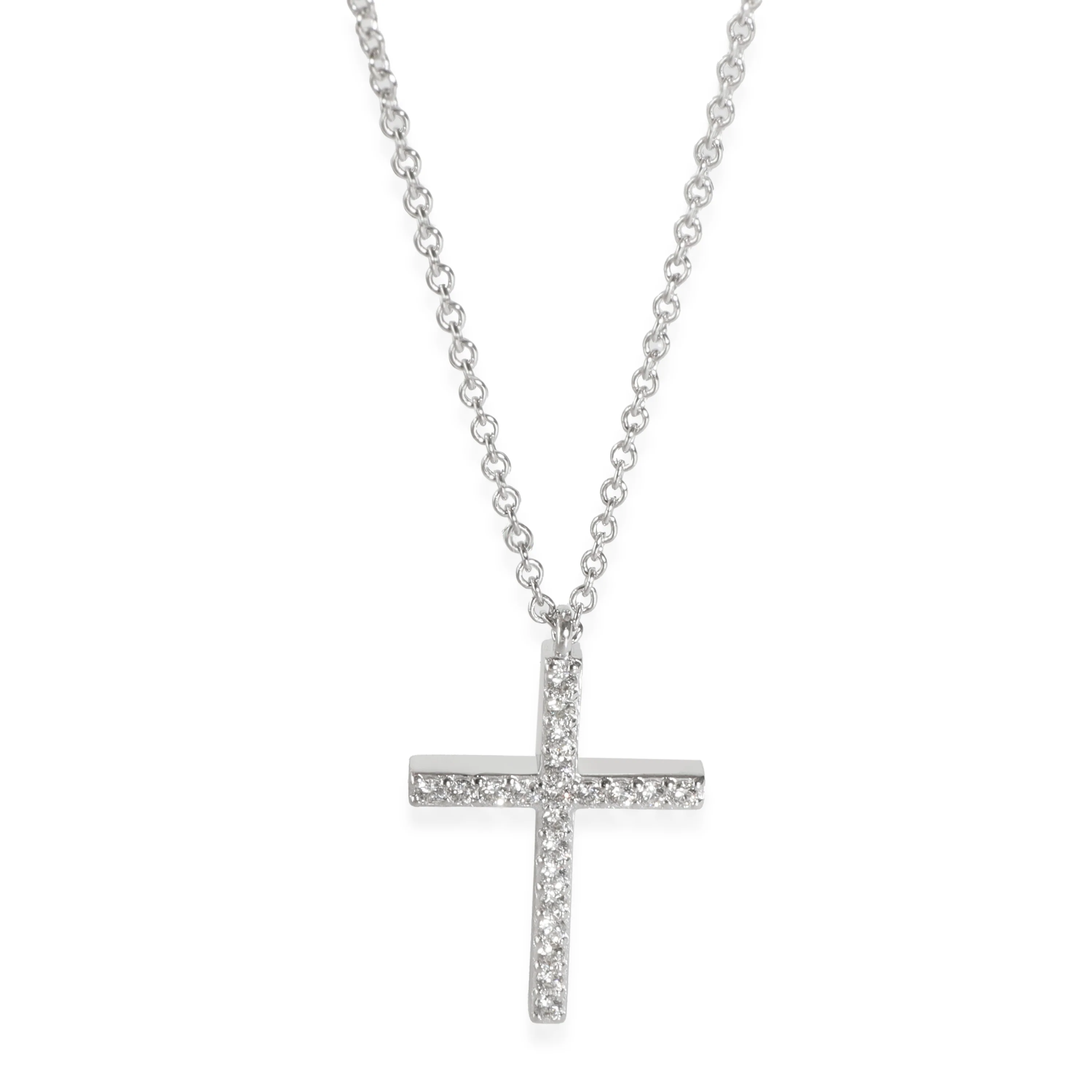 Diamond Cross Pendant in 18k White Gold 0.15 CTW