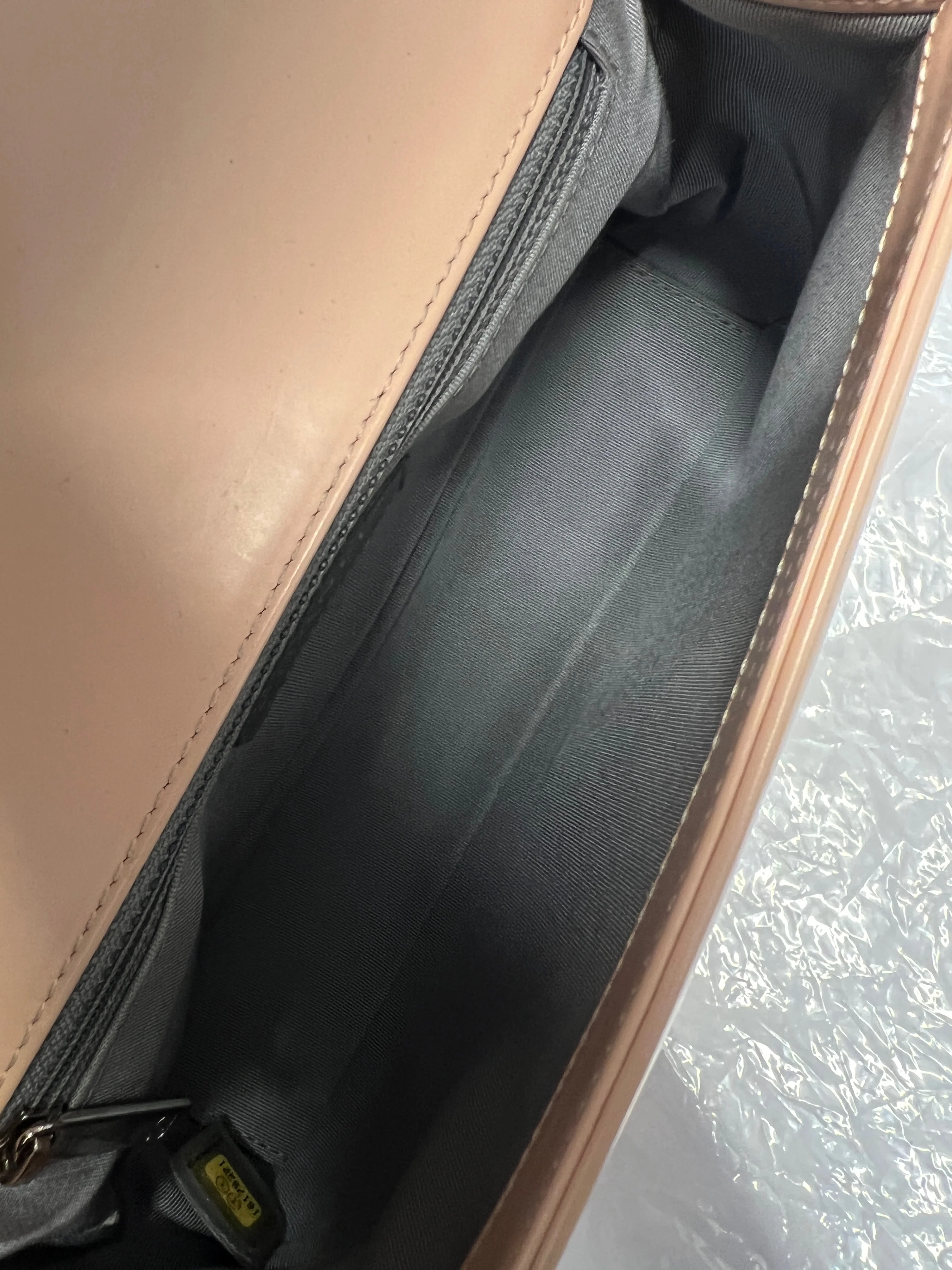 Beige Glazed Calfskin Old Medium Boy Bag - Image 9
