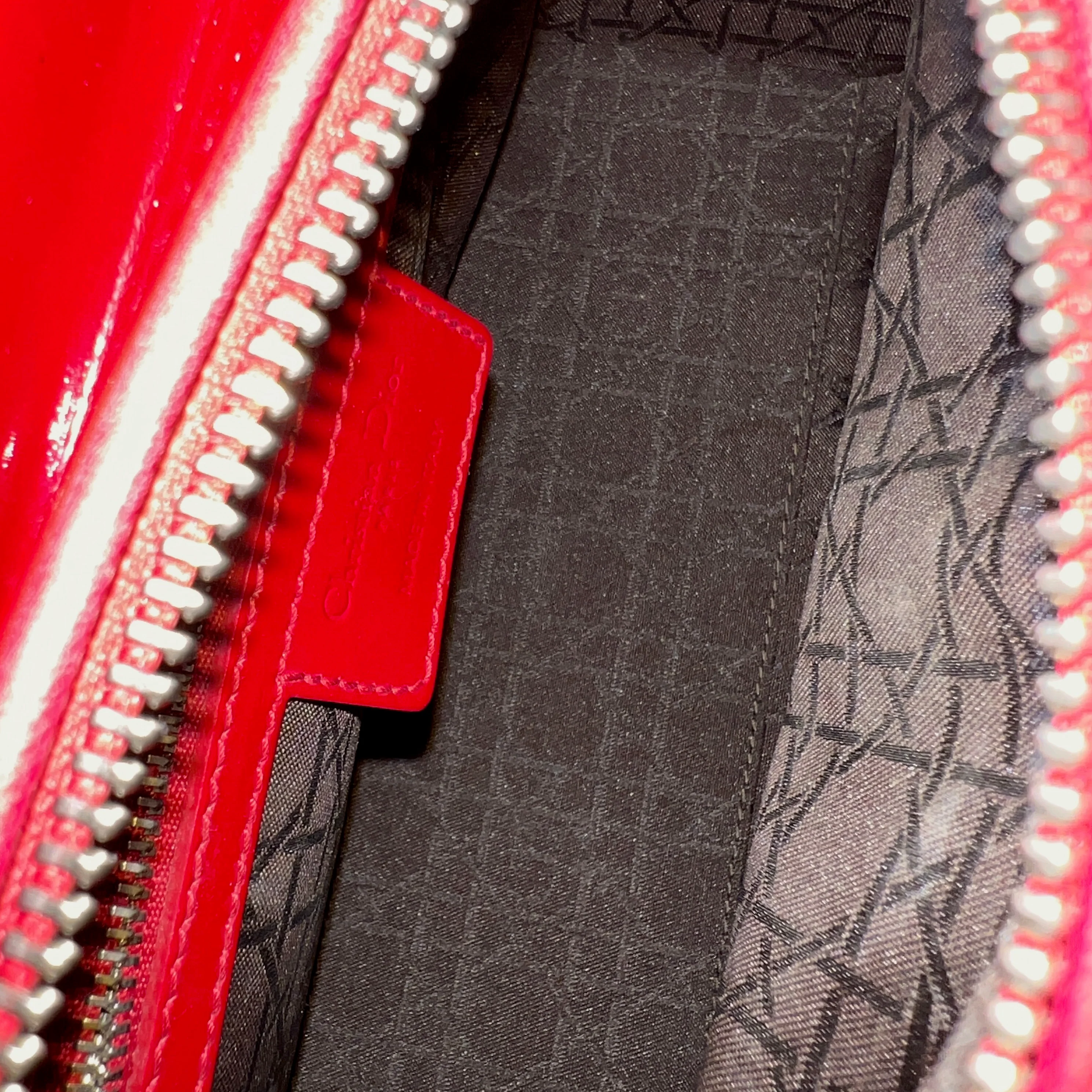 Red Patent Cannage Medium Lady Dior - Image 9