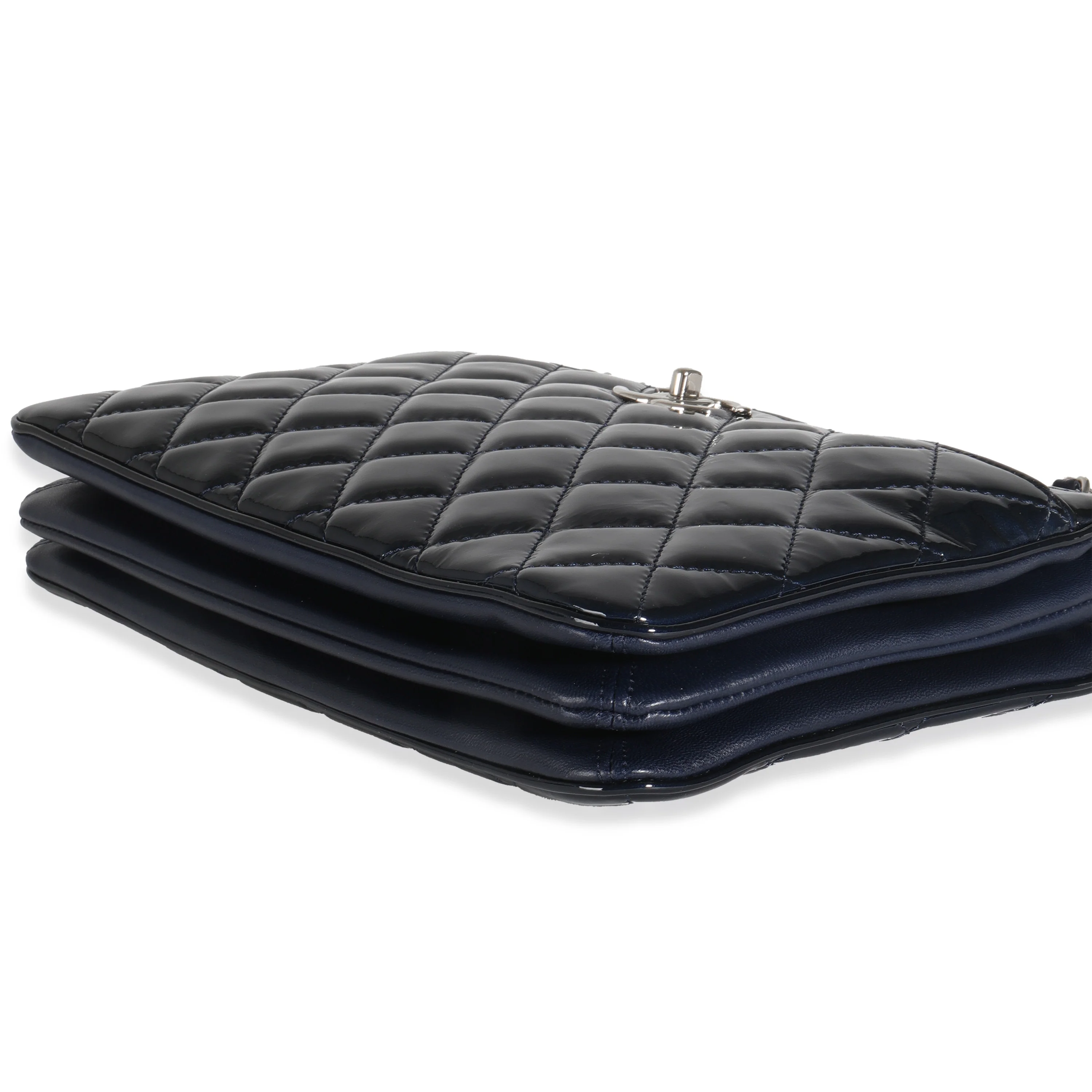 Navy Quilted Patent Small Chanel 3 Shopping Tote - Image 5