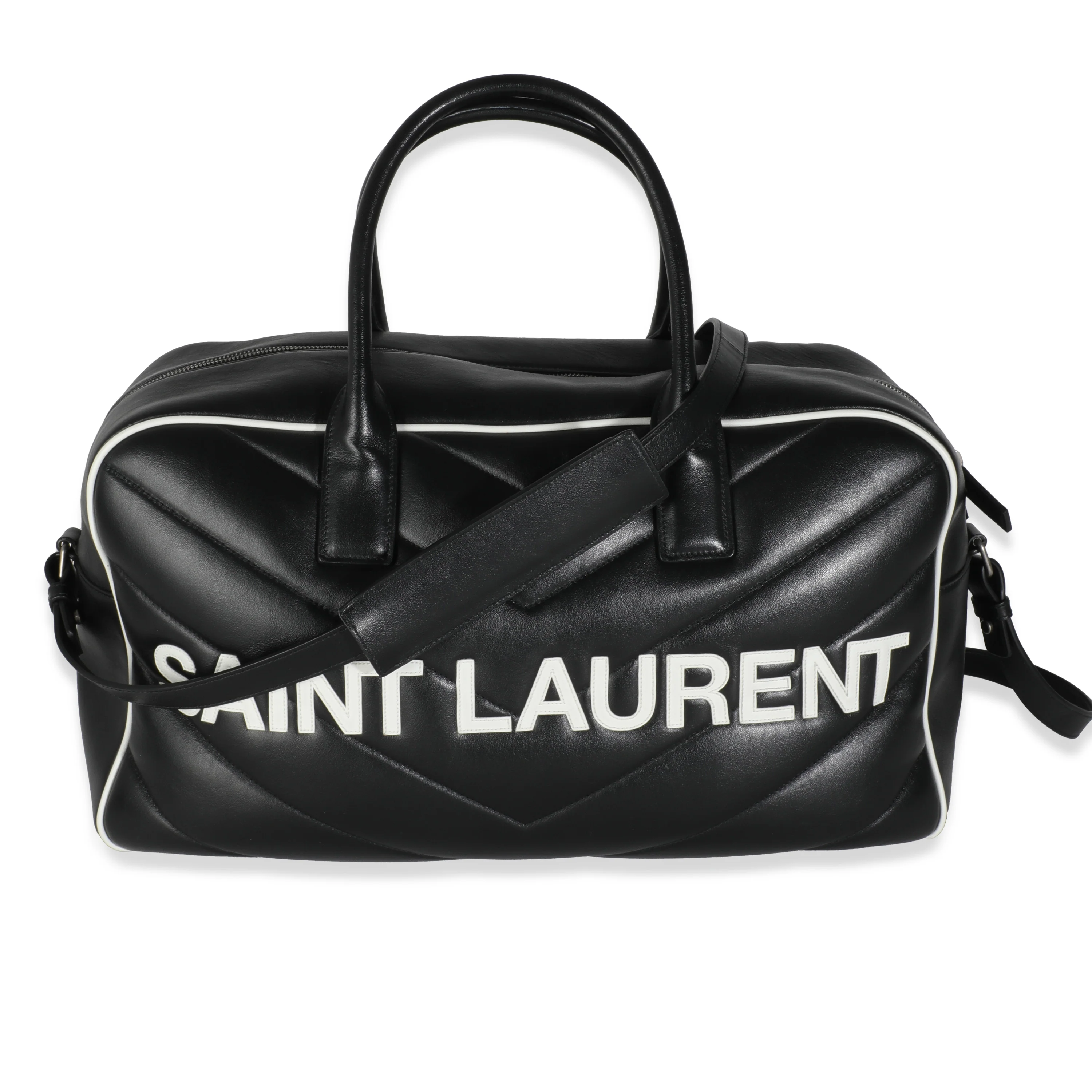 Black Calfskin Medium Miles Logo Bowler Duffle Bag - Image 2