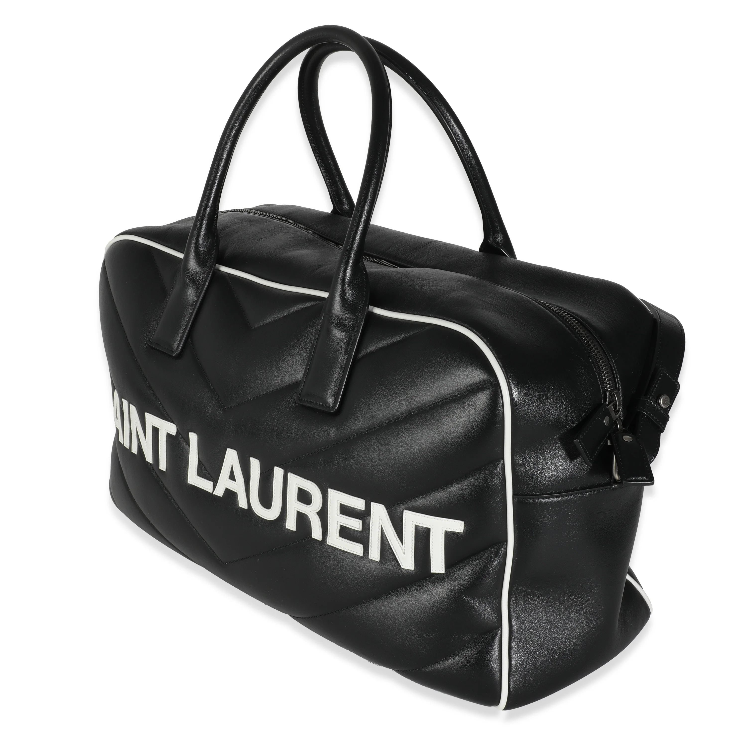 Black Calfskin Medium Miles Logo Bowler Duffle Bag - Image 3