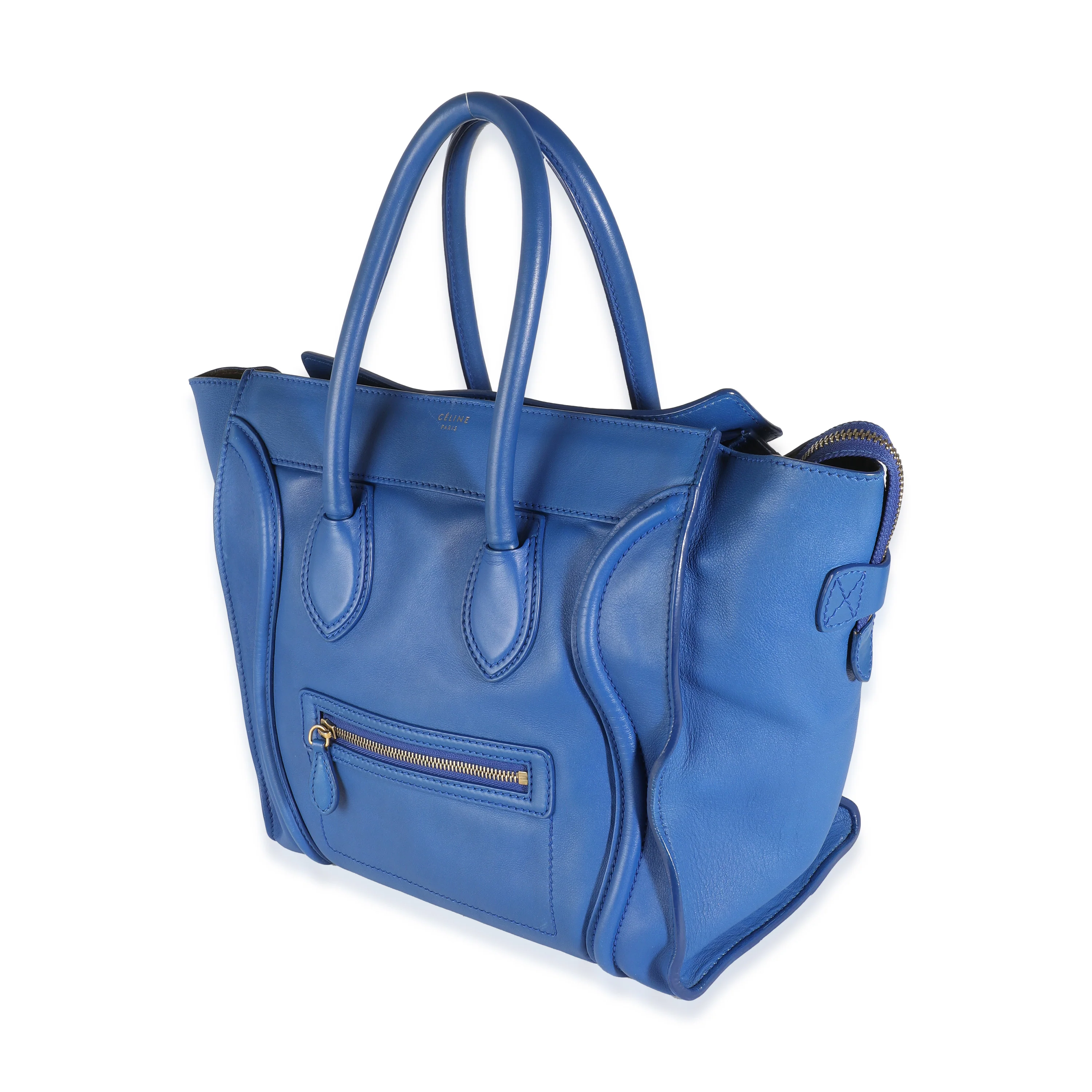 Blue Smooth Calfskin Mini Luggage Tote - Image 2