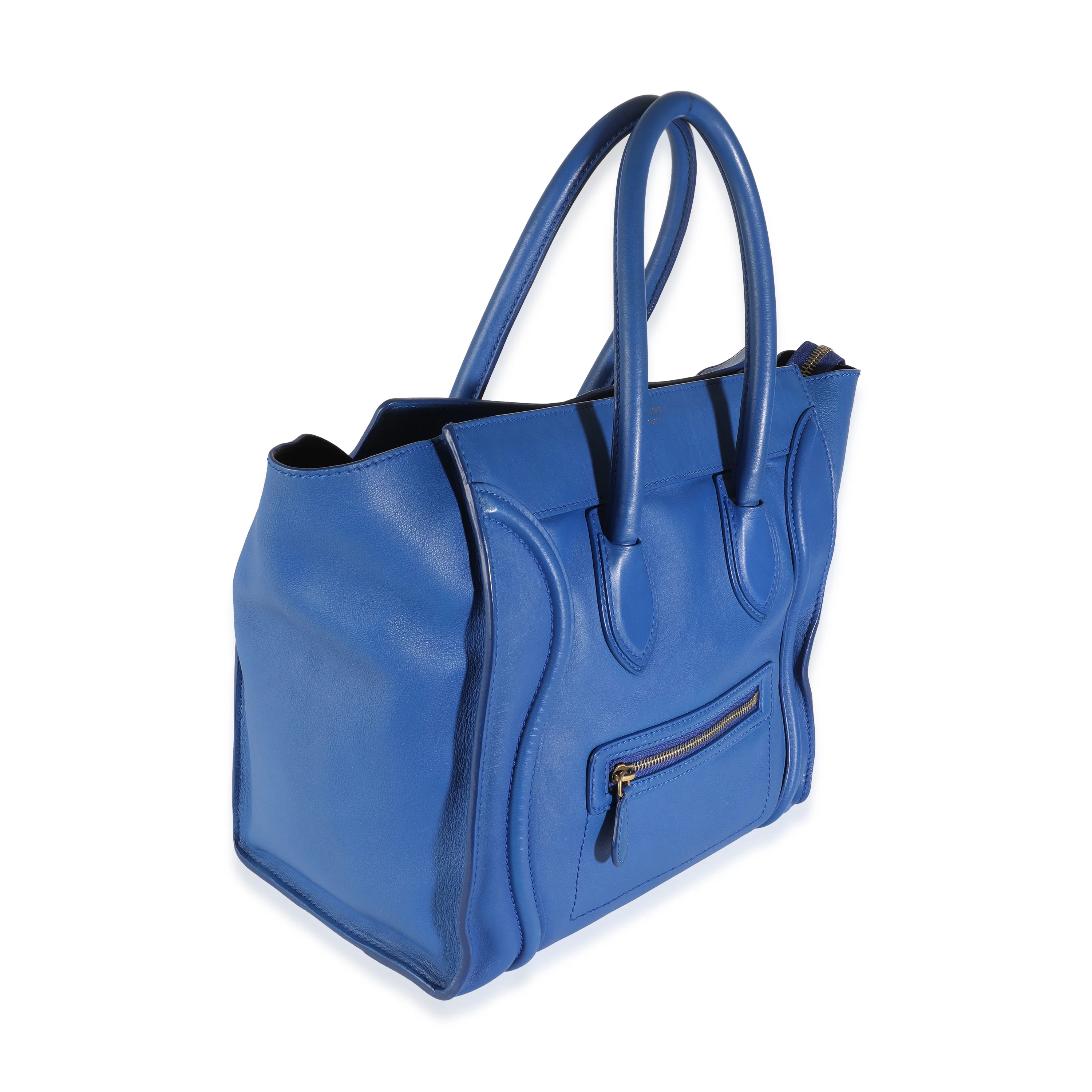 Blue Smooth Calfskin Mini Luggage Tote - Image 3