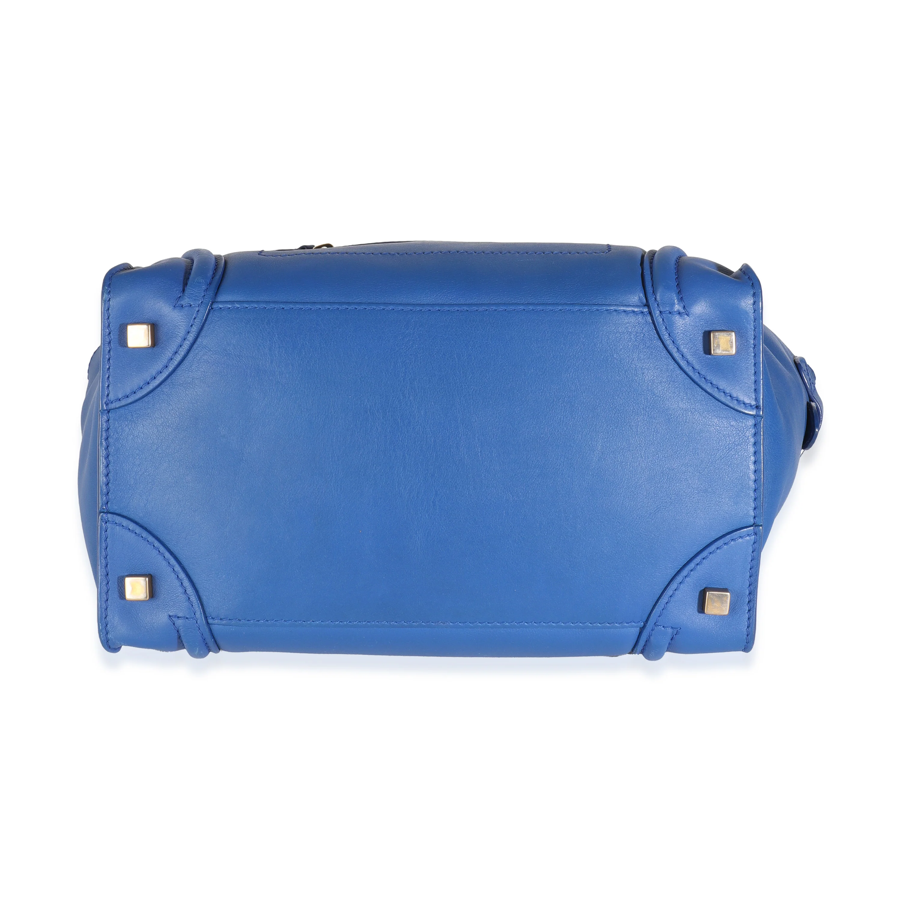 Blue Smooth Calfskin Mini Luggage Tote - Image 5