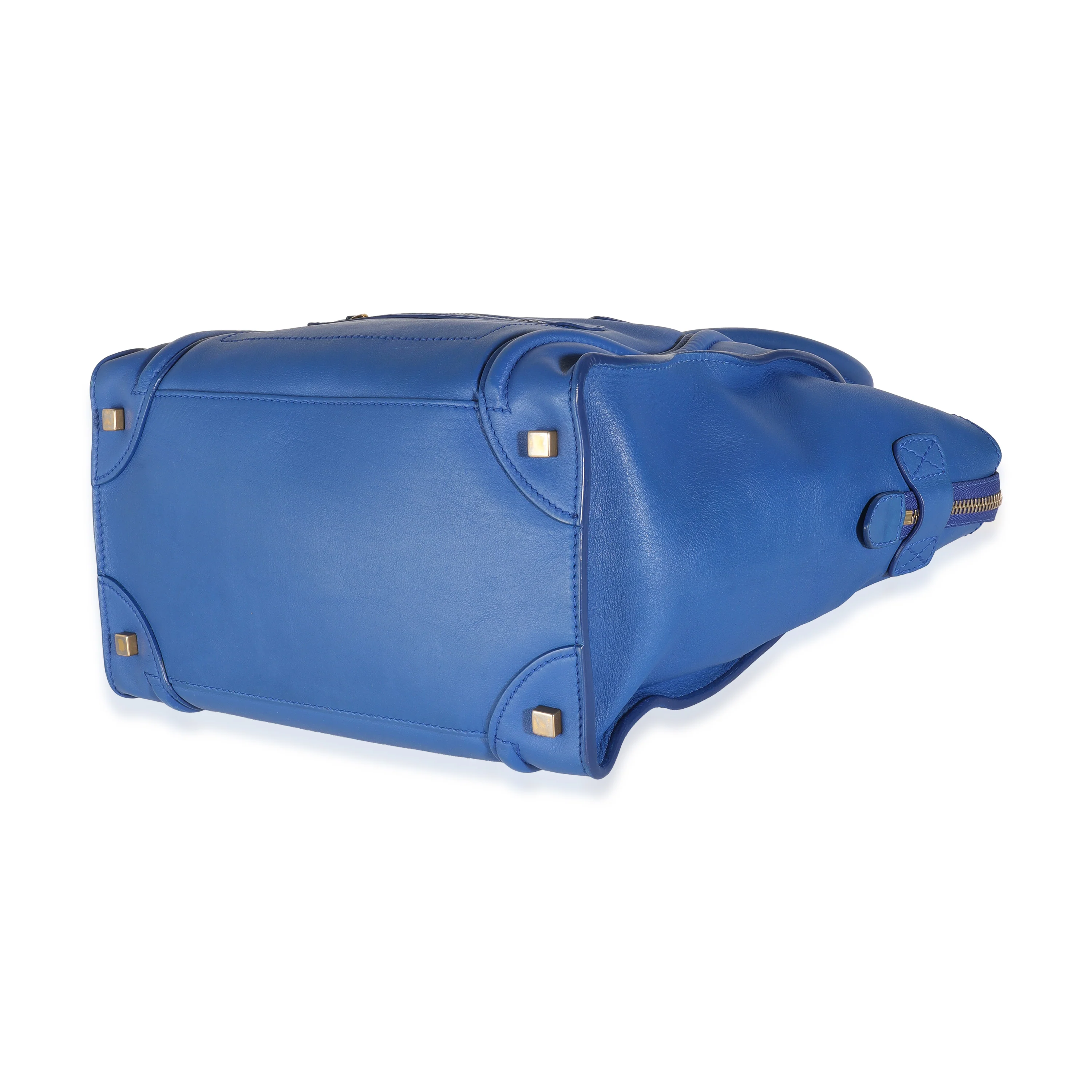 Blue Smooth Calfskin Mini Luggage Tote - Image 7