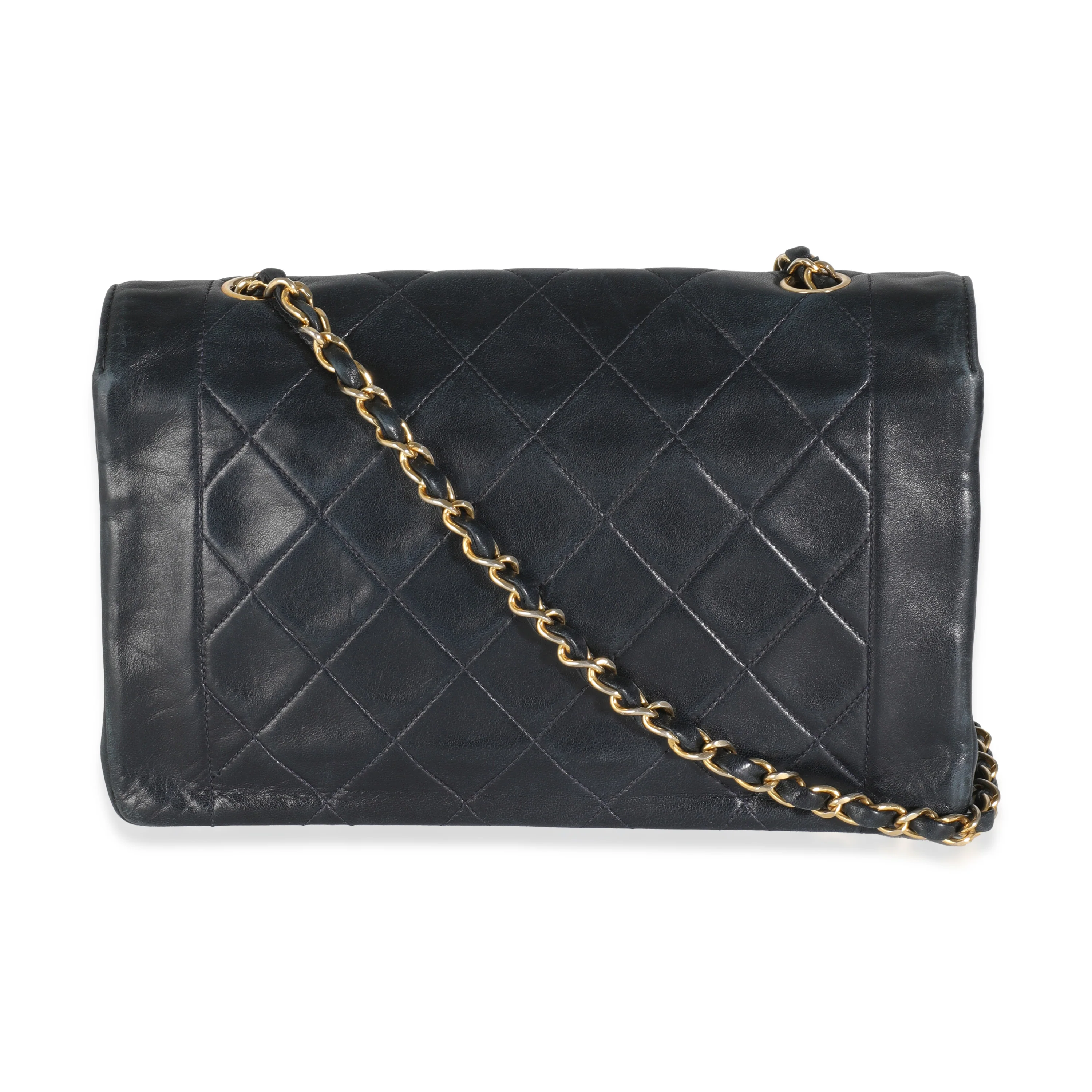 Vintage Navy Quilted Lambskin Medium Diana Flap Bag - Image 3