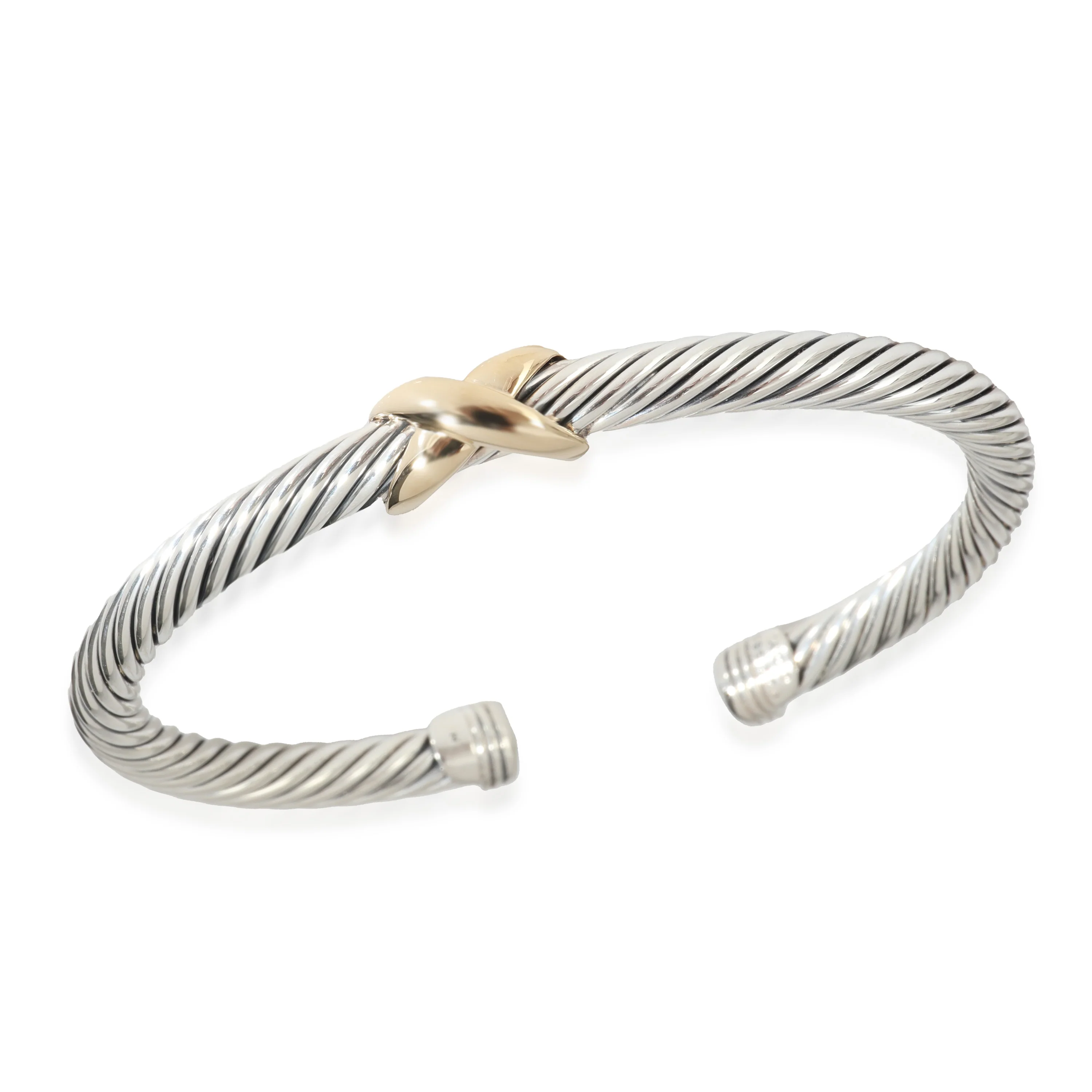 Cable X Bracelet in 14k Yellow Gold/Sterling Silver - Image 3