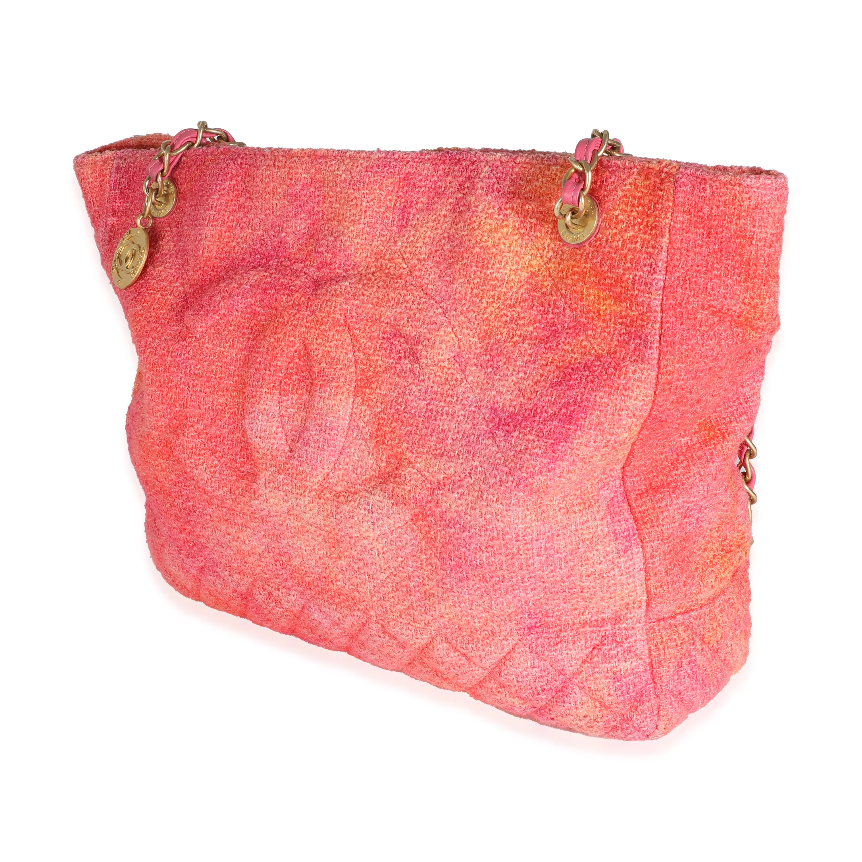 20A Pink Orange Cotton Tweed CC Large Shopping Bag - Image 2