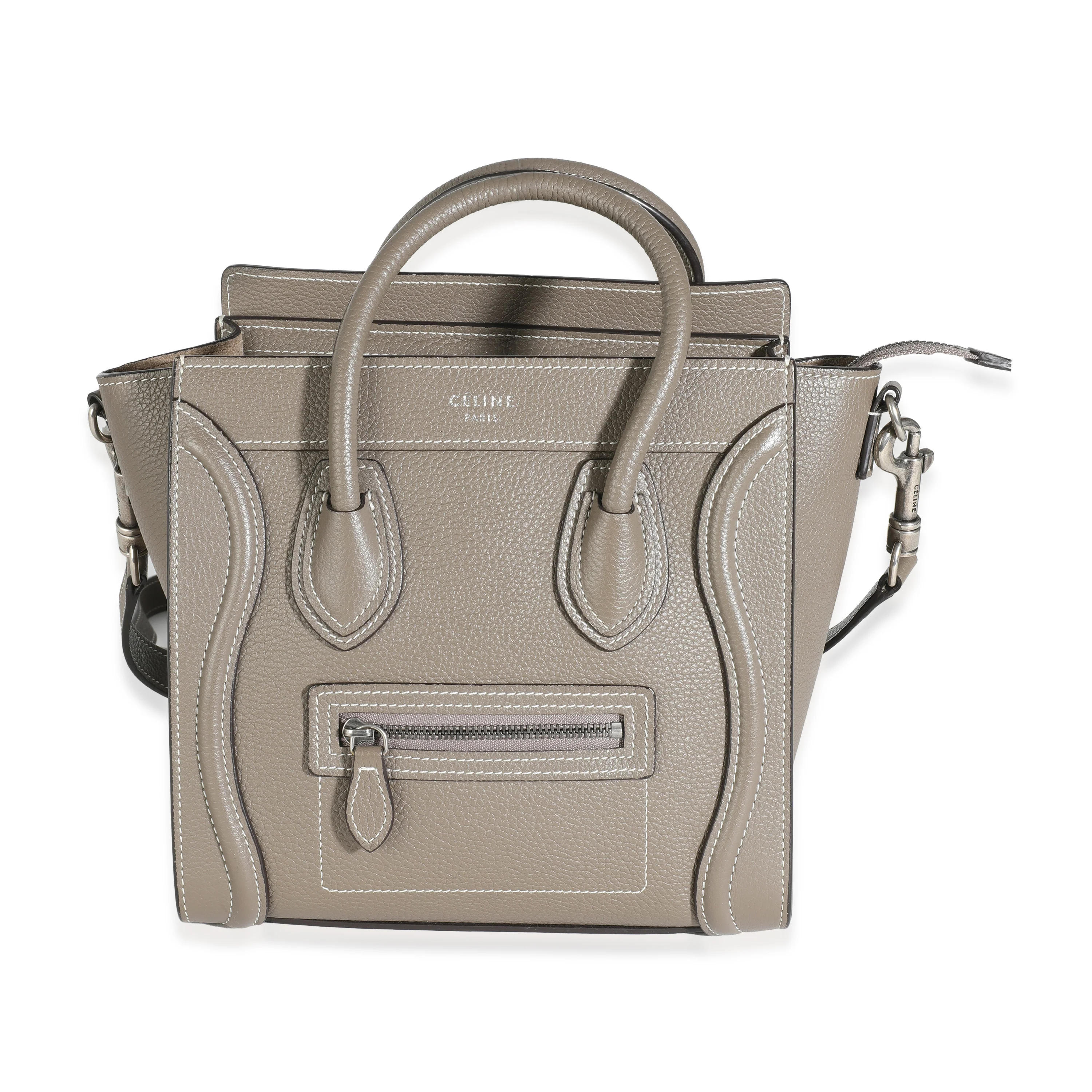 Taupe Drummed Calfskin Nano Luggage